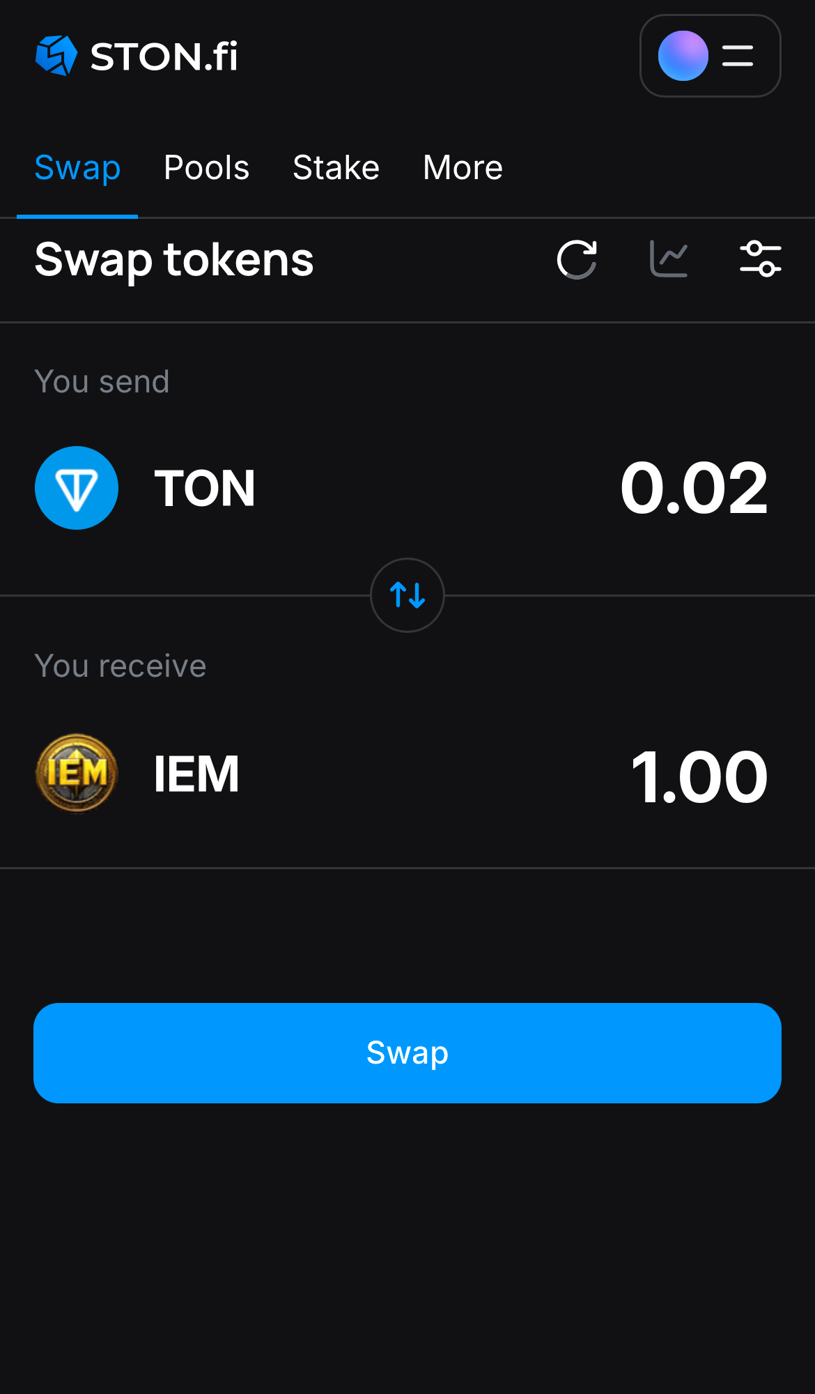 Input the quantity of tokens you‘re selling (or buying), and let the algorithm do all the calculations.
