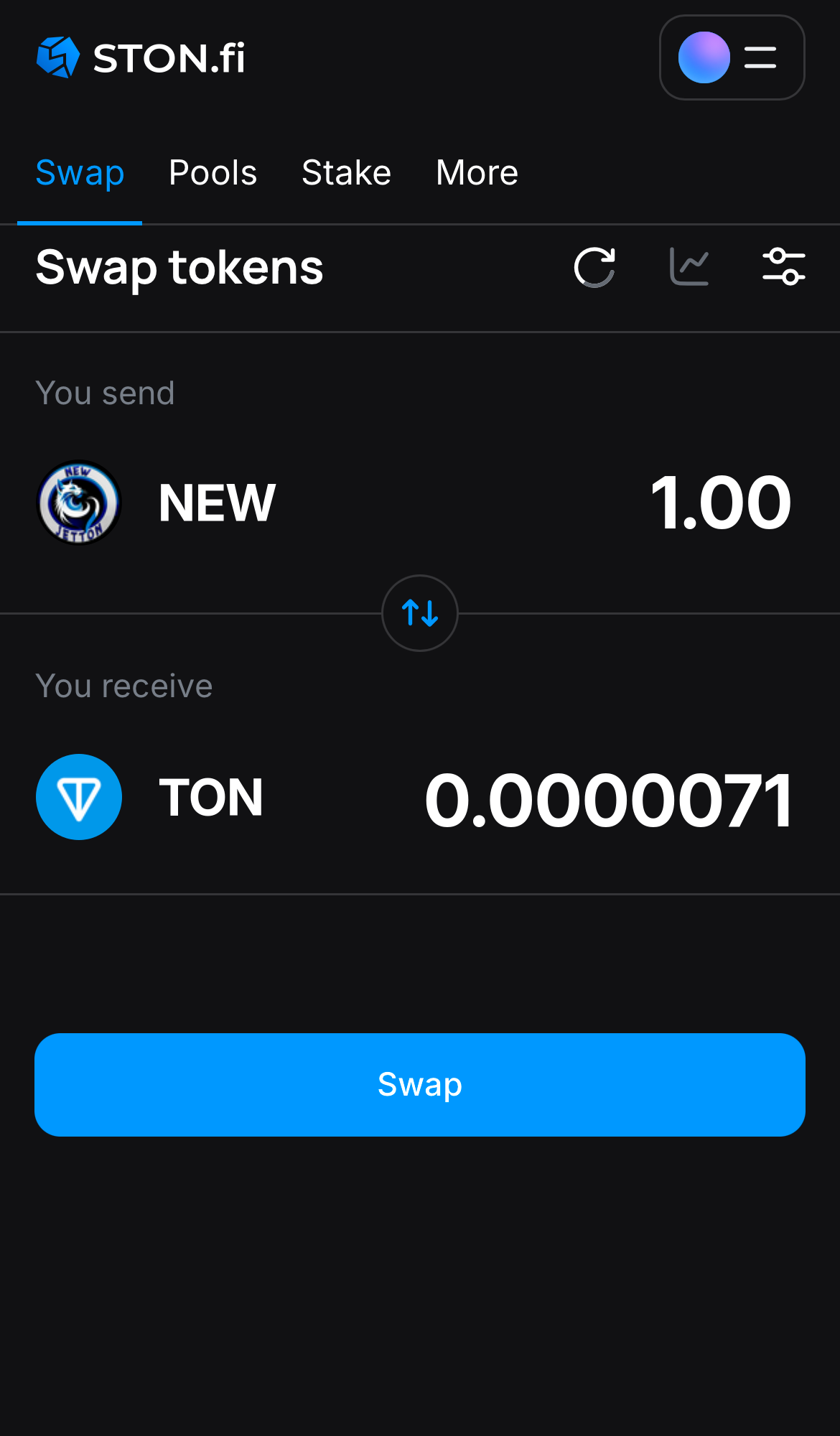 Input the quantity of tokens you‘re selling (or buying), and let the algorithm do all the calculations.