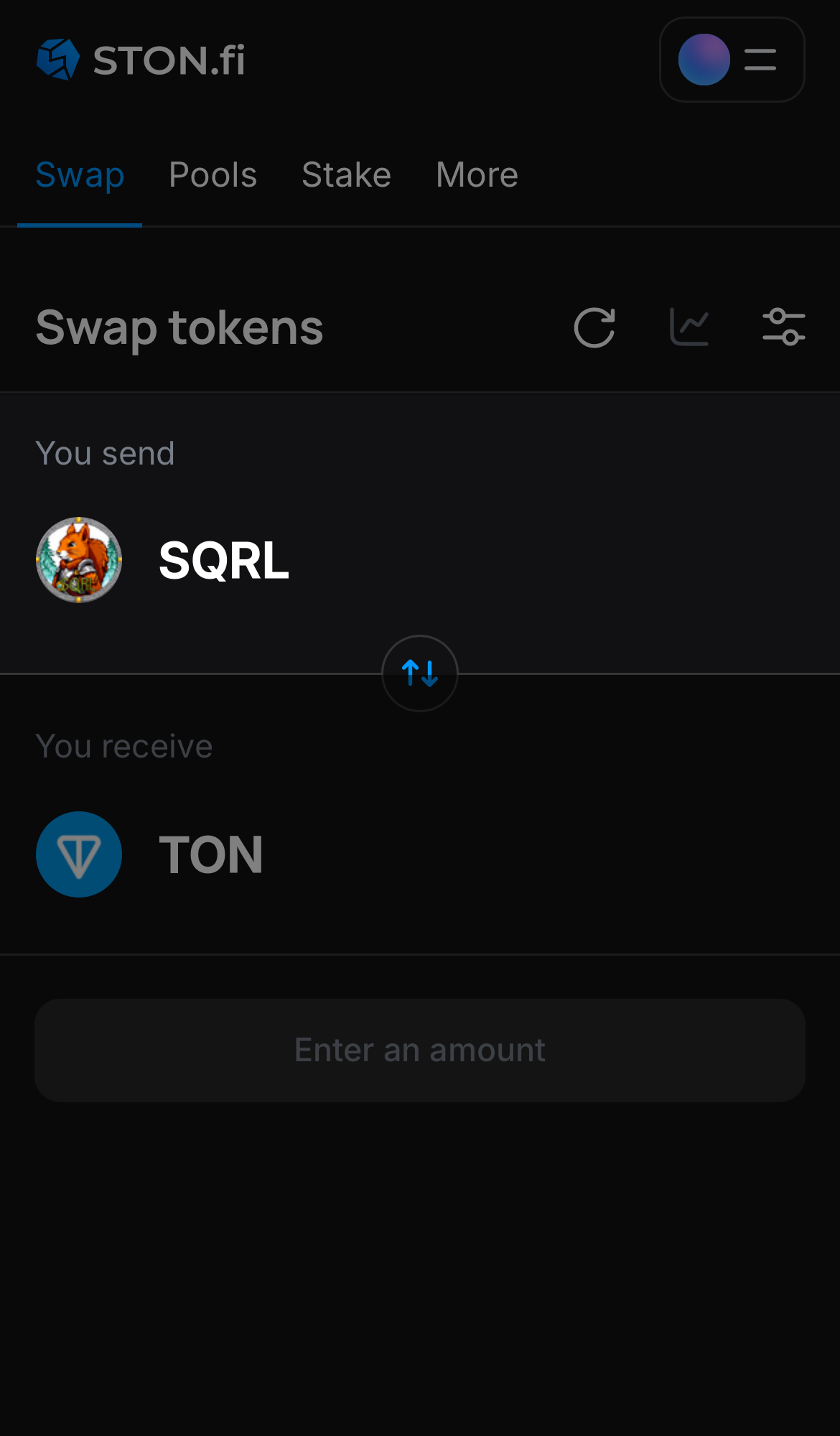 Chọn SQRL trong ô ‘You send‘.