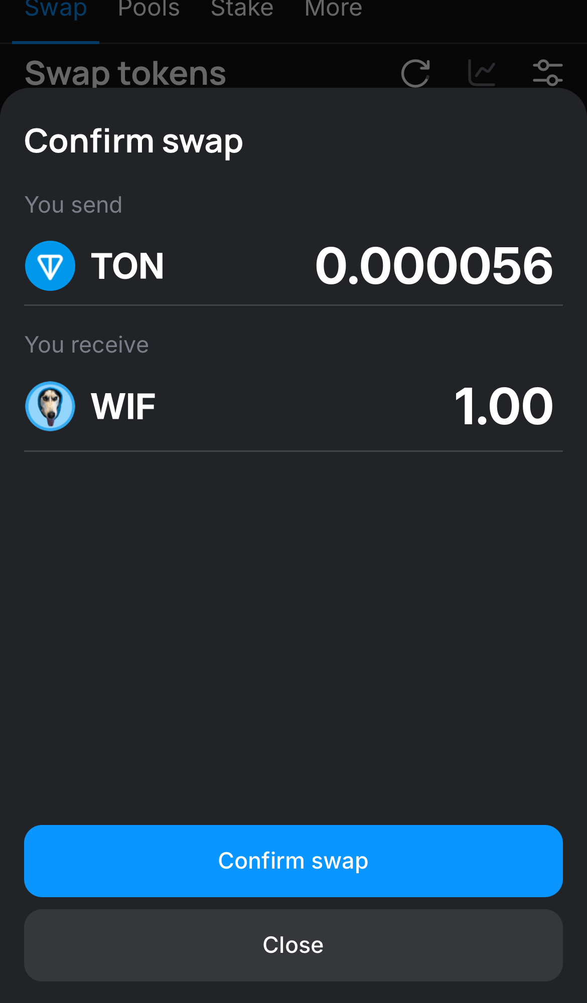 Nhấn ‘Swap‘, kiểm tra lại các chi tiết, và xác nhận giao dịch bằng cách nhấn nút ‘Confirm swap‘.