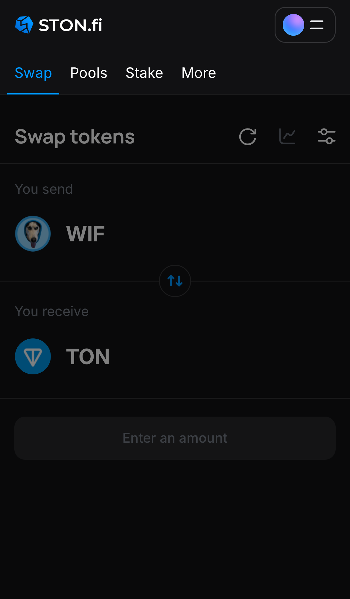 Mở ứng dụng STON.fi và chuyển đến tab ‘Swap‘.