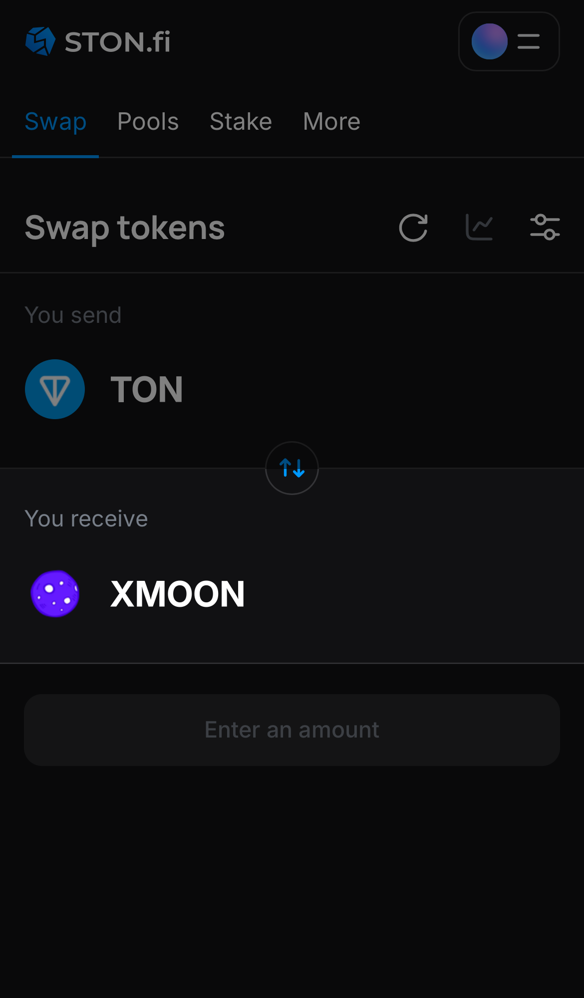 Choose XMOON in the ‘You receive‘ box.