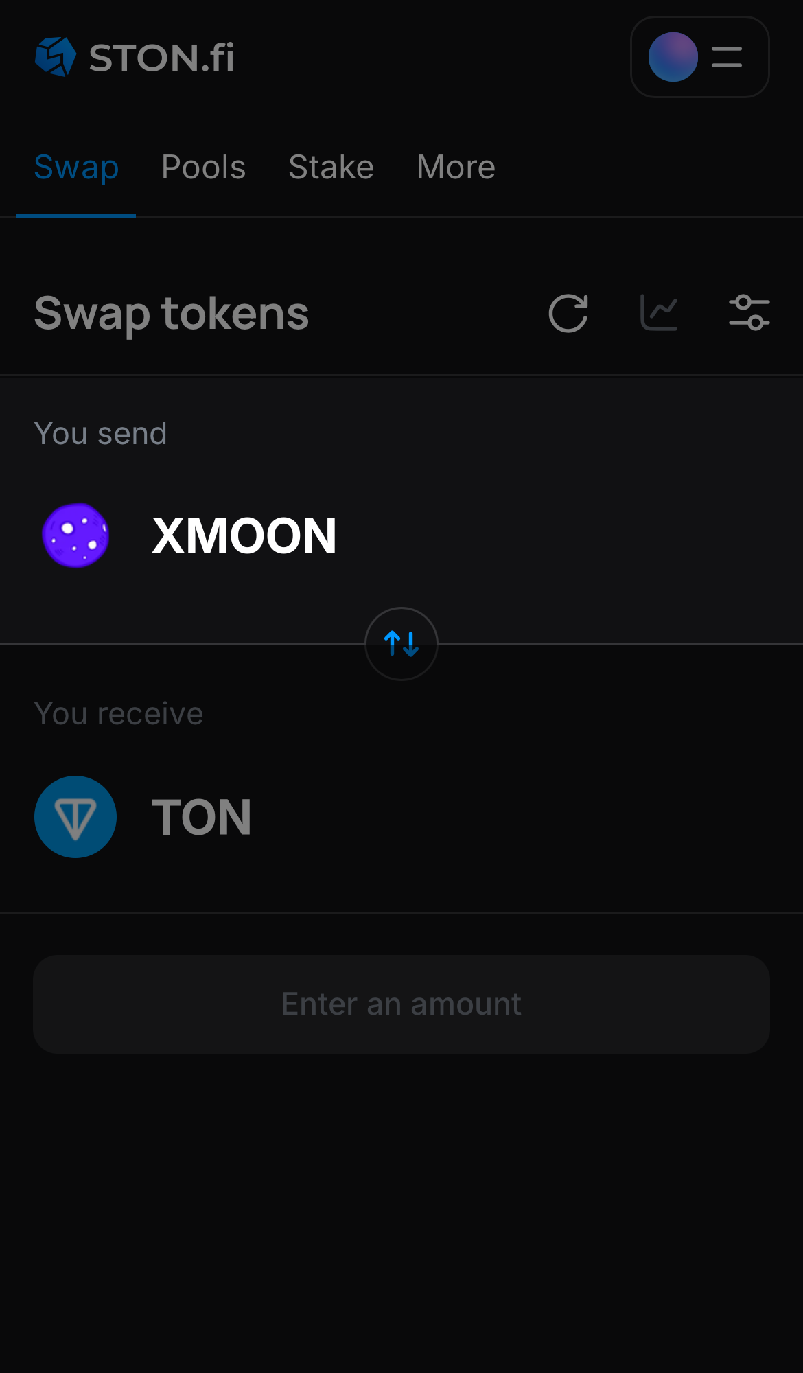 Choose XMOON in the ‘You send‘ box.