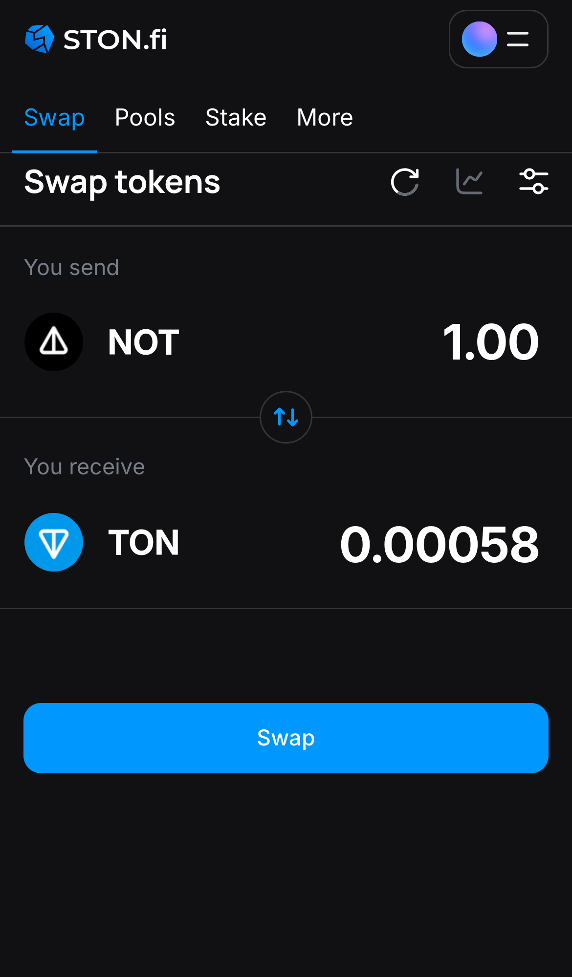 Input the quantity of tokens you‘re selling (or buying), and let the algorithm do all the calculations.