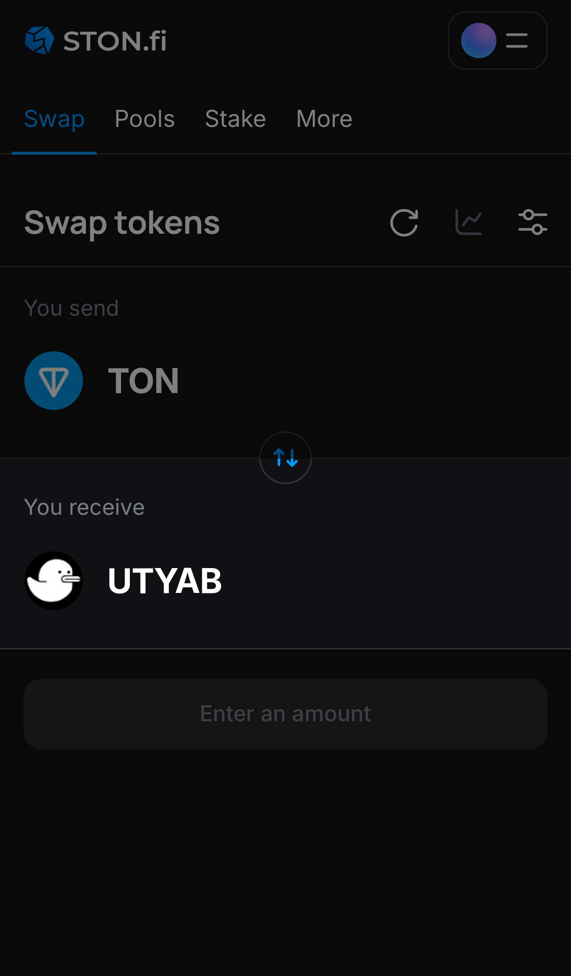 Choose UTYAB in the ‘You receive‘ box.