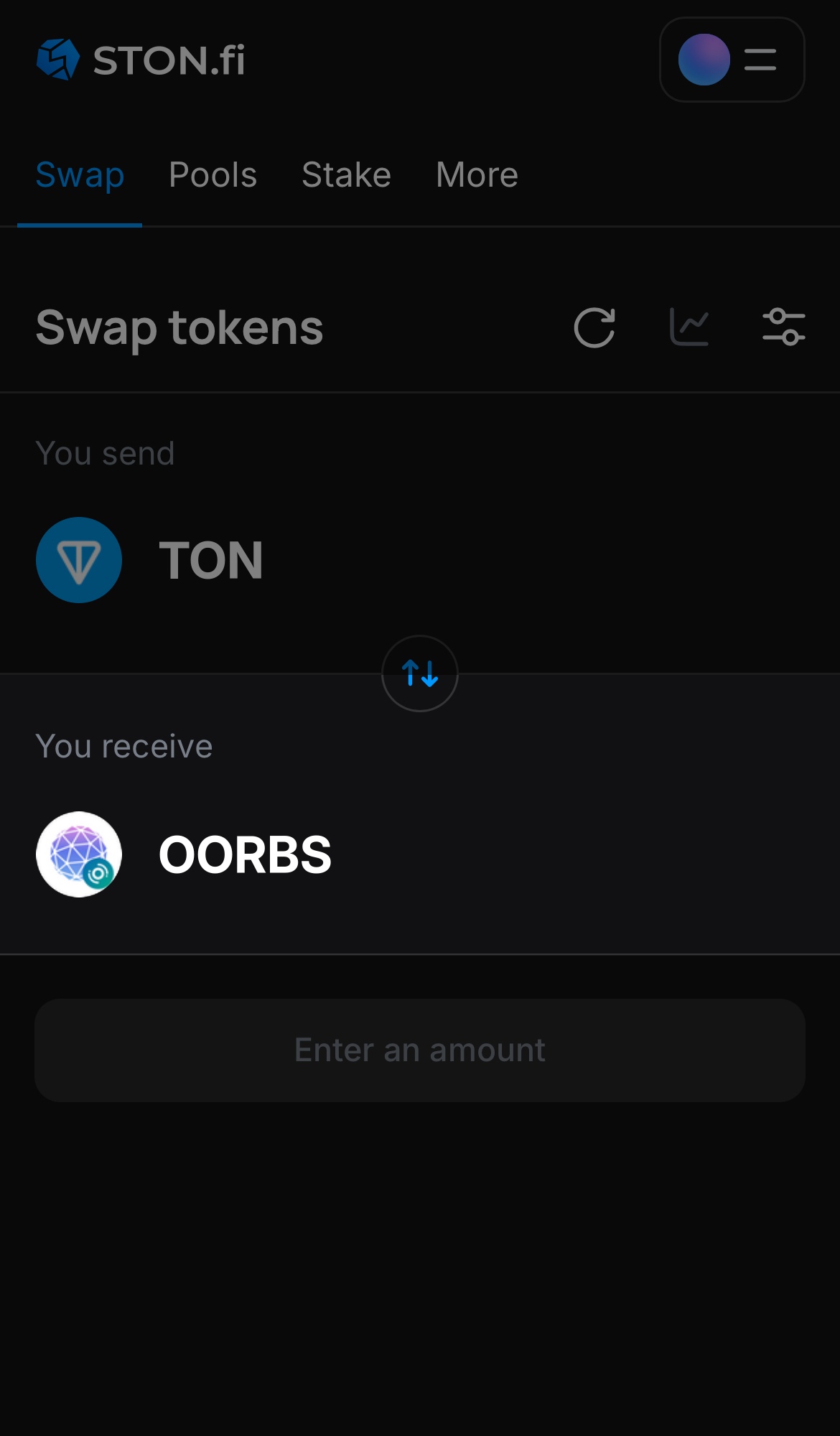 Selecione oORBS na caixa ‘You receive‘.