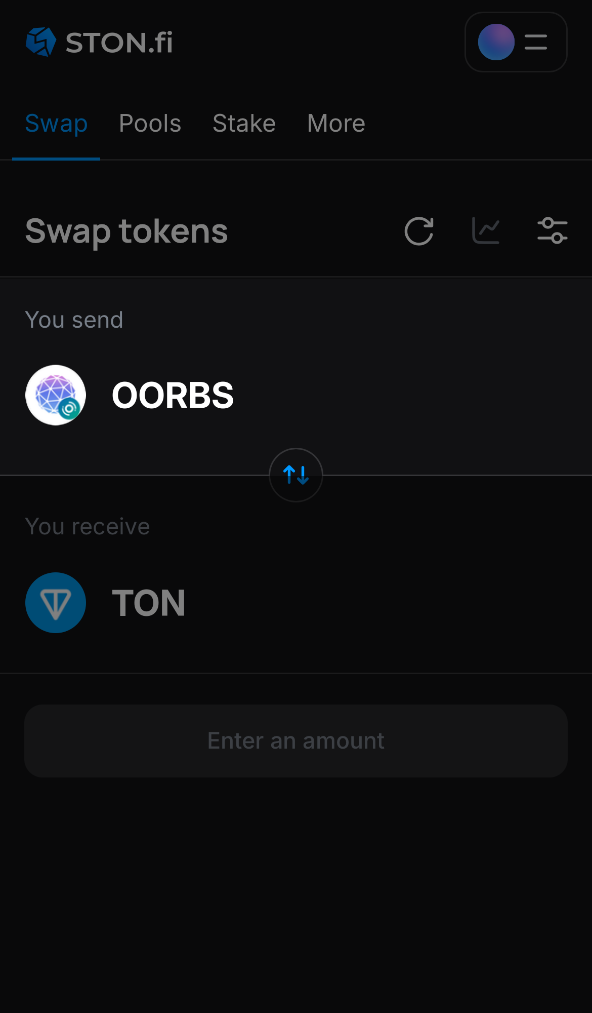Selecione oORBS na caixa ‘You send‘.