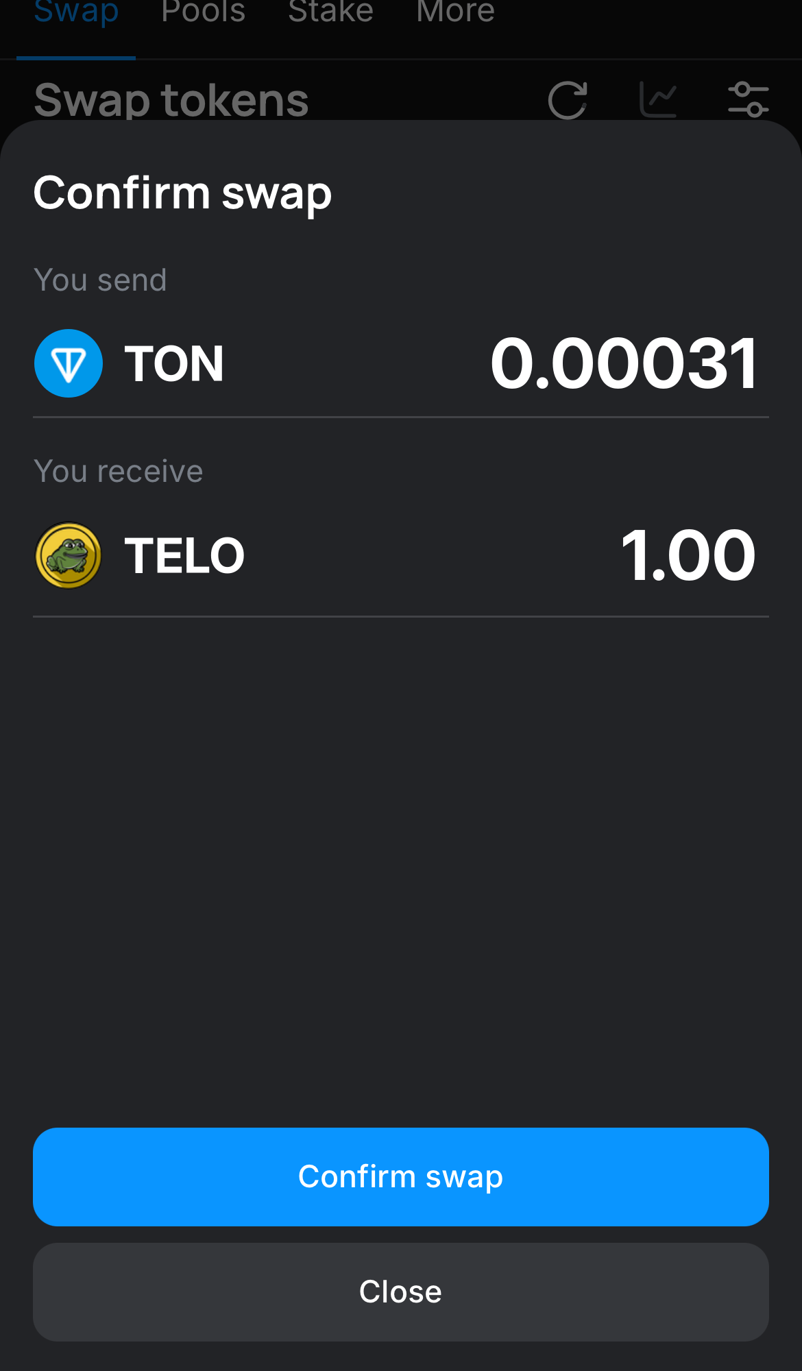 Klik ‘Swap‘, periksa kembali detailnya, dan konfirmasi transaksi dengan mengklik tombol ‘Confirm swap‘.