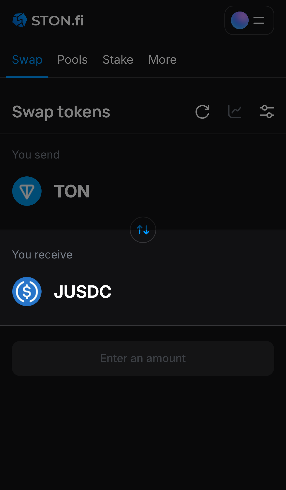Choose jUSDC in the ‘You receive‘ box.