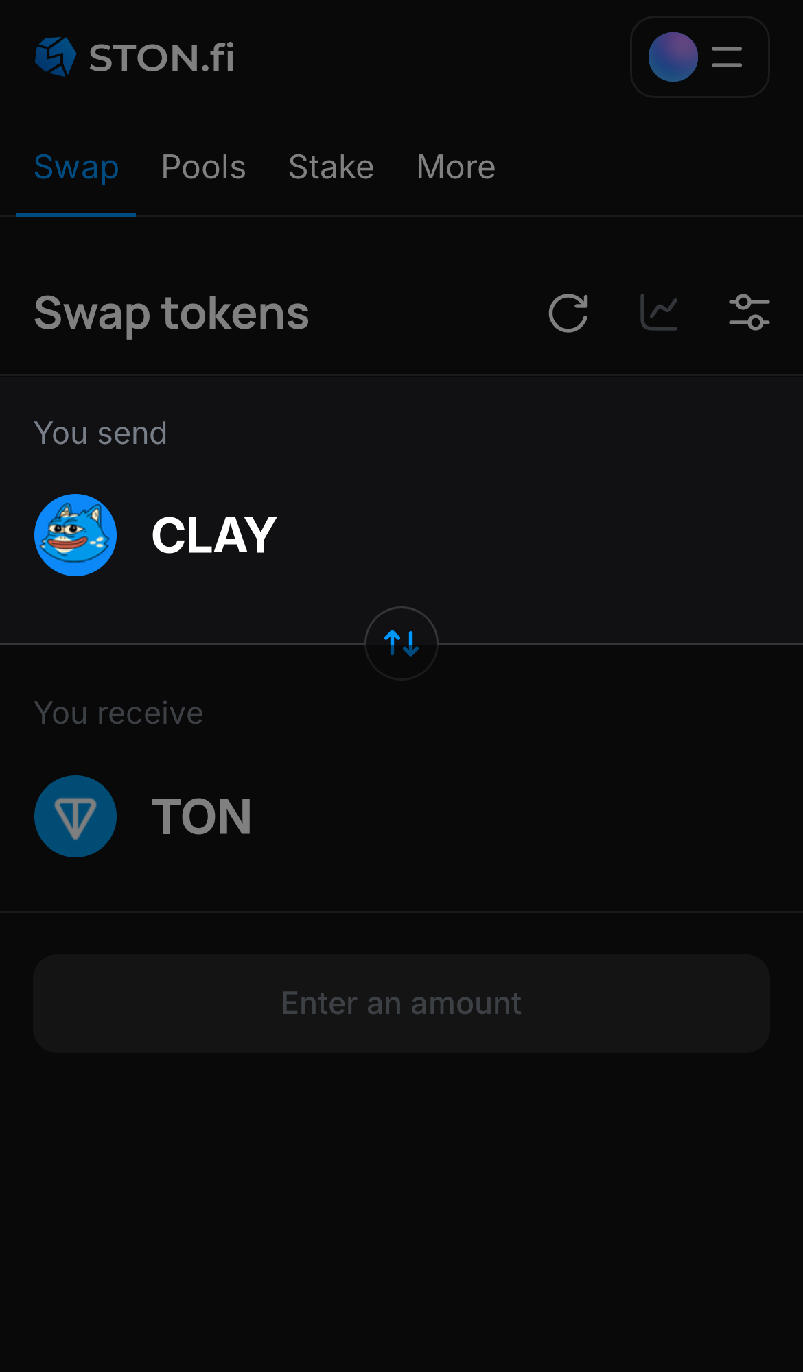 Elige CLAY en la casilla ‘You send‘.