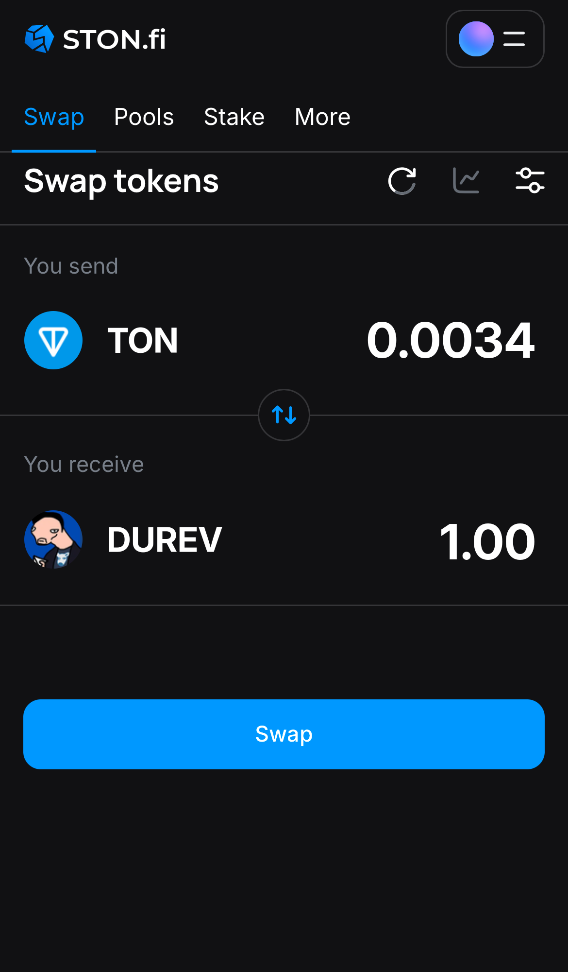Nhập số lượng token bạn muốn bán (hoặc mua), và để thuật toán tự động tính toán.