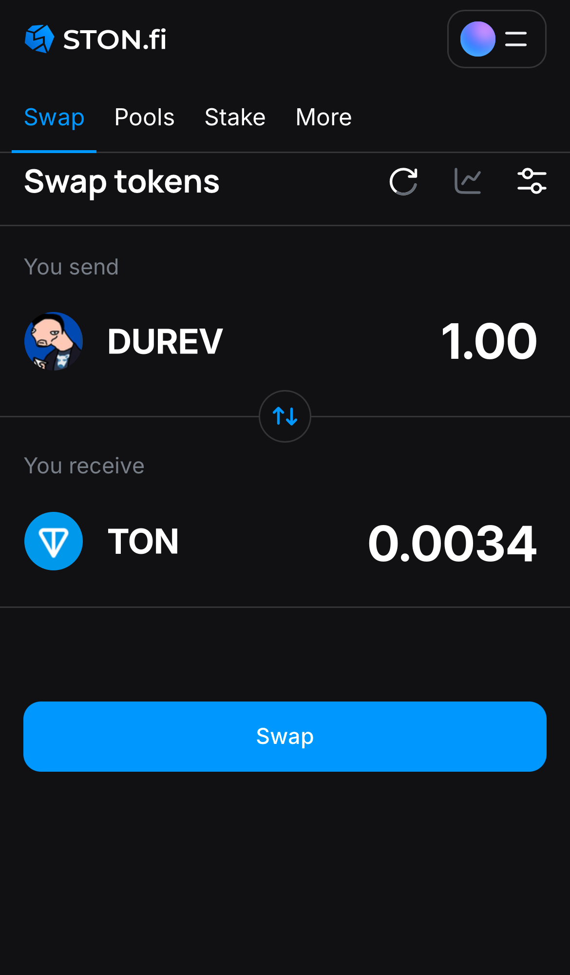 Nhập số lượng token bạn muốn bán (hoặc mua), và để thuật toán tự động tính toán.