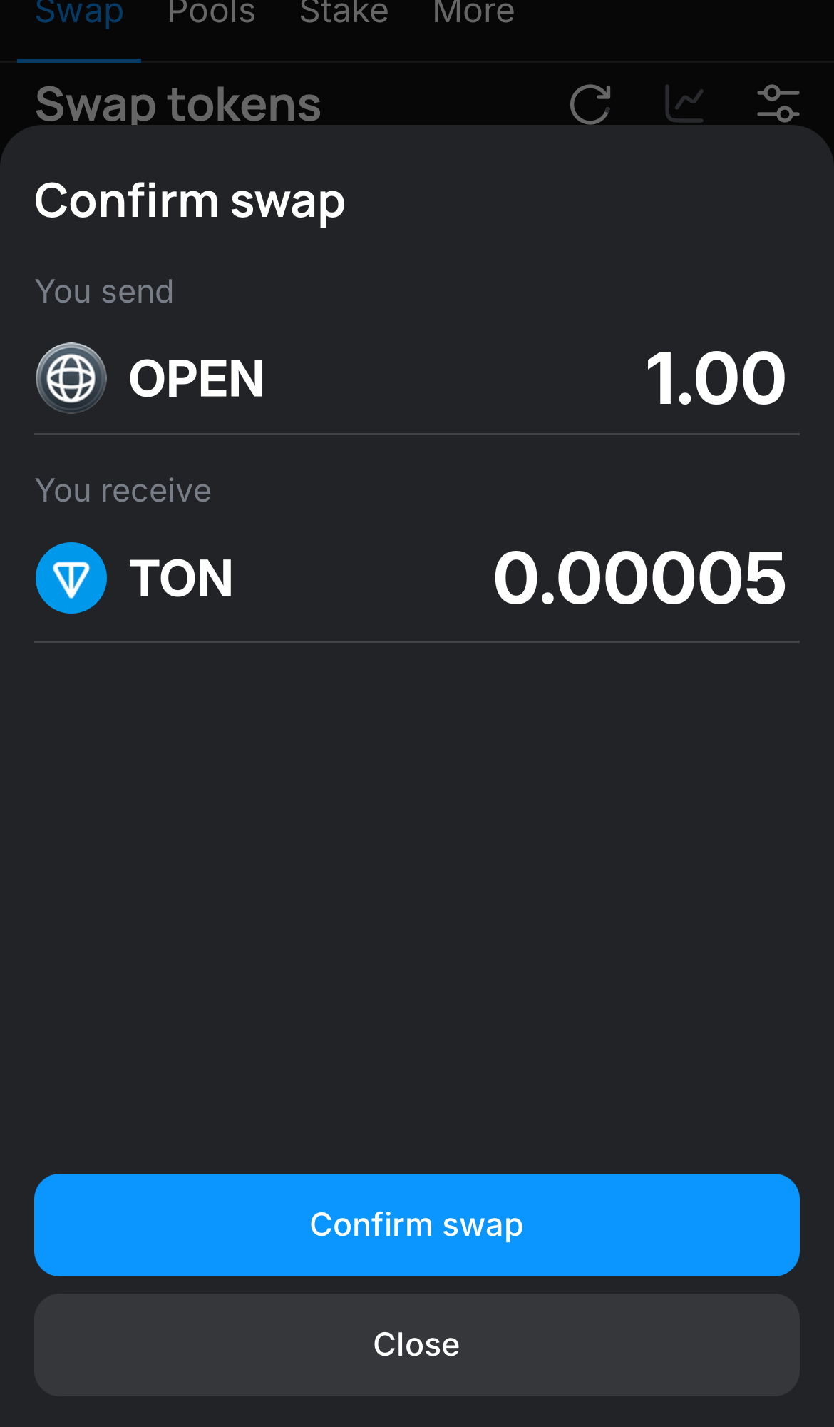 Klik ‘Swap‘, periksa kembali detailnya, dan konfirmasi transaksi dengan mengklik tombol ‘Confirm swap‘.