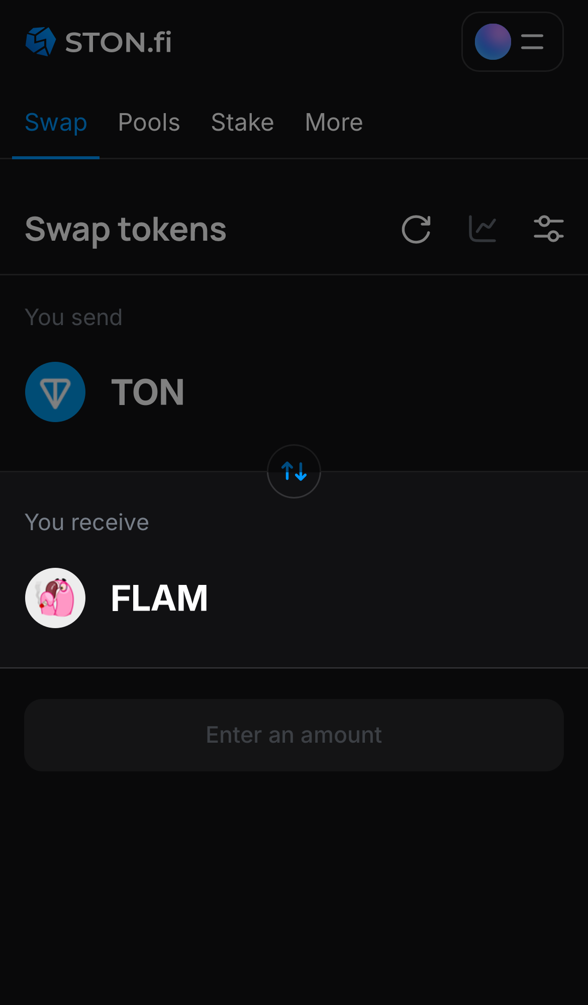 اختر FLAM في مربع "You receive".