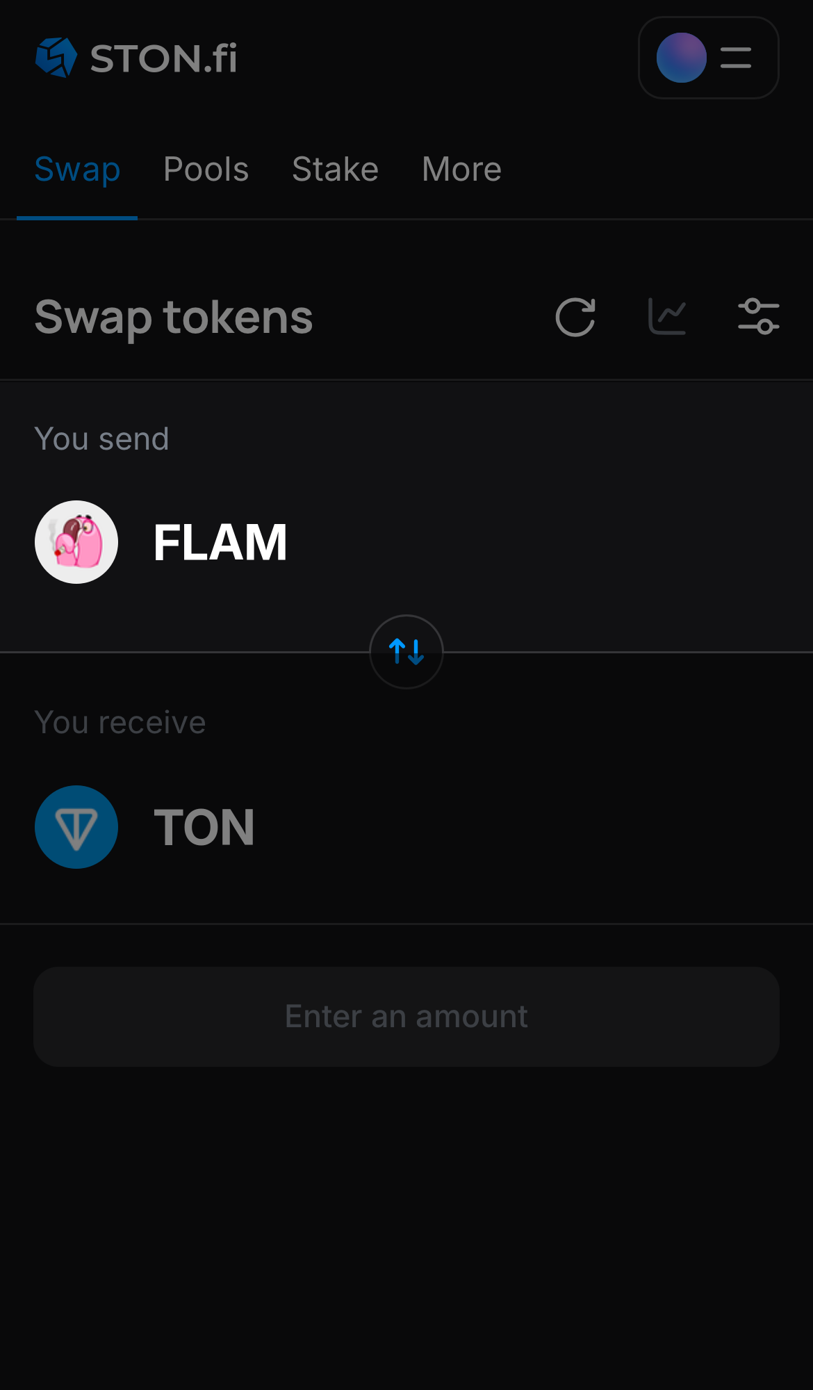 اختر FLAM في مربع "You send".