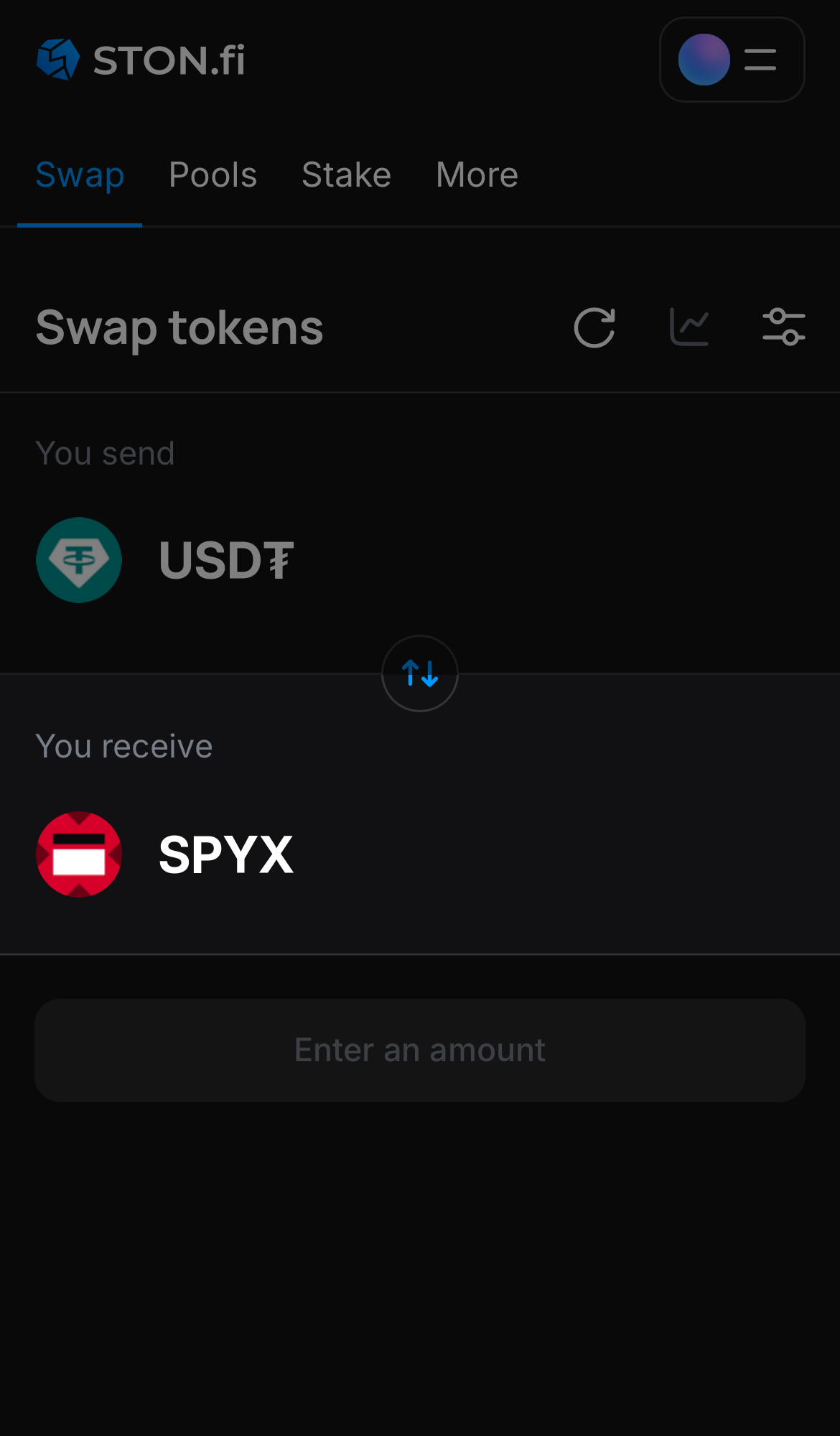 Выберите SPYx в поле «You receive».