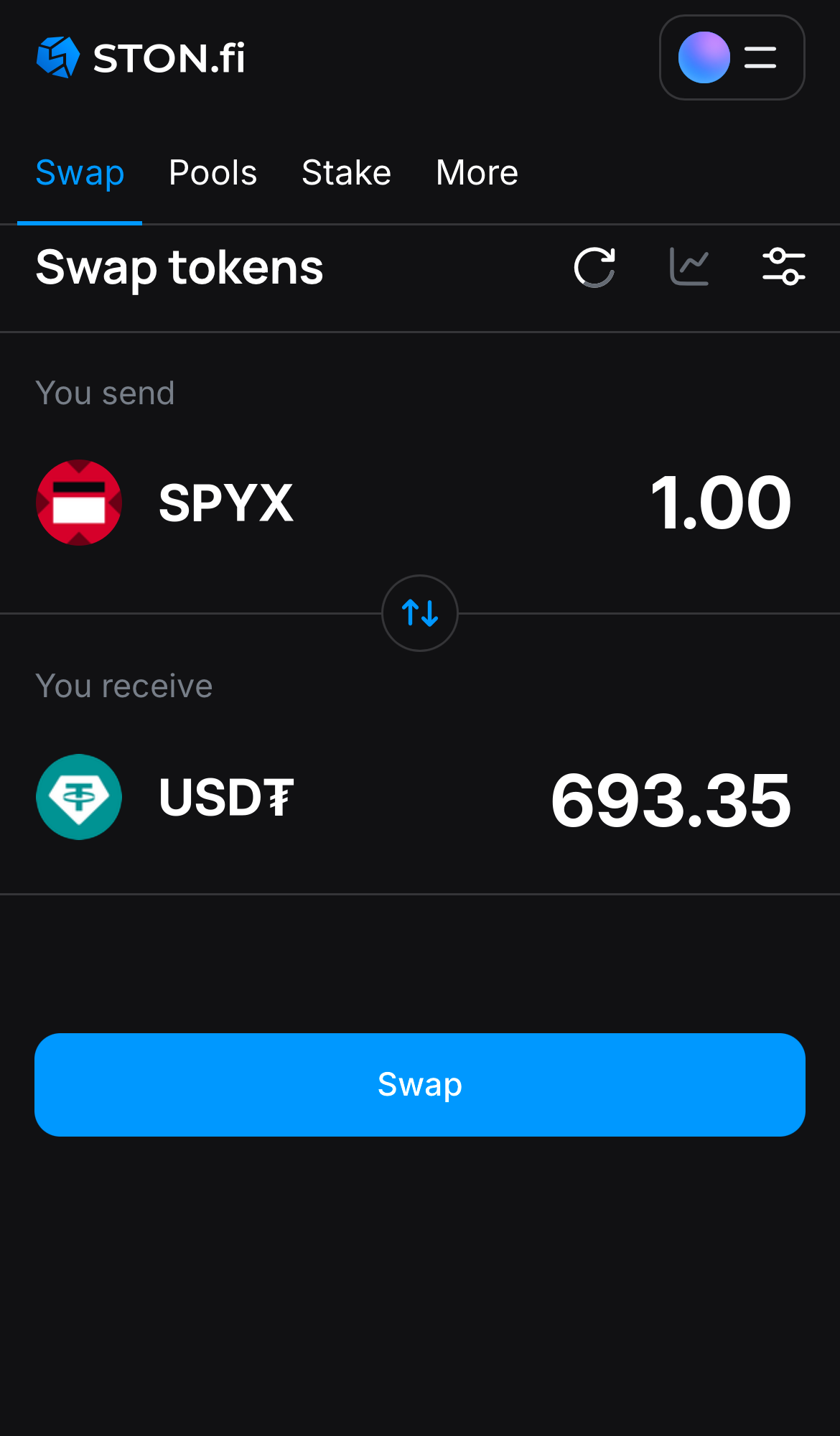 Введите количество токенов, которые вы хотите продать или купить. Алгоритм сделает все необходимые расчеты.