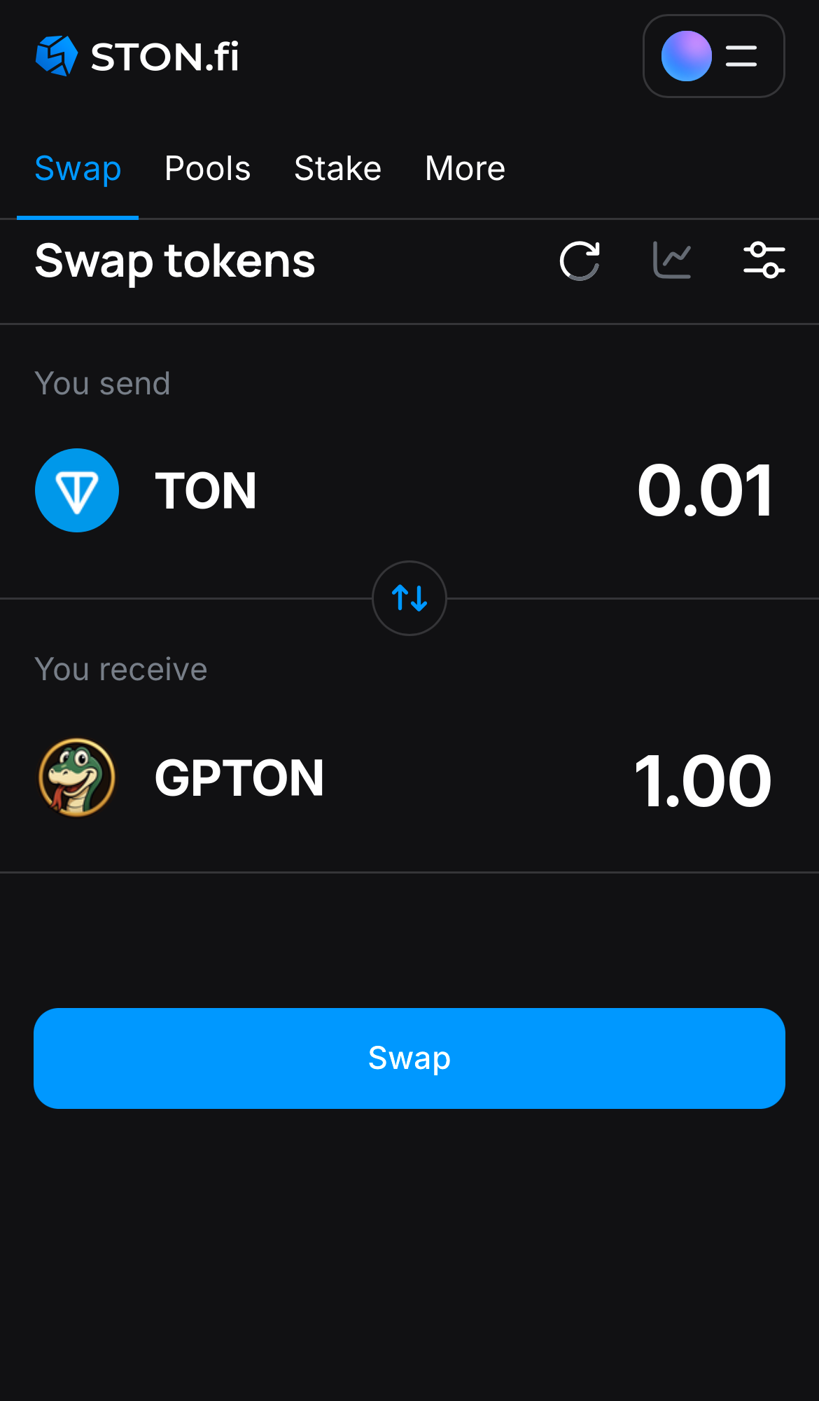 Input the quantity of tokens you‘re selling (or buying), and let the algorithm do all the calculations.