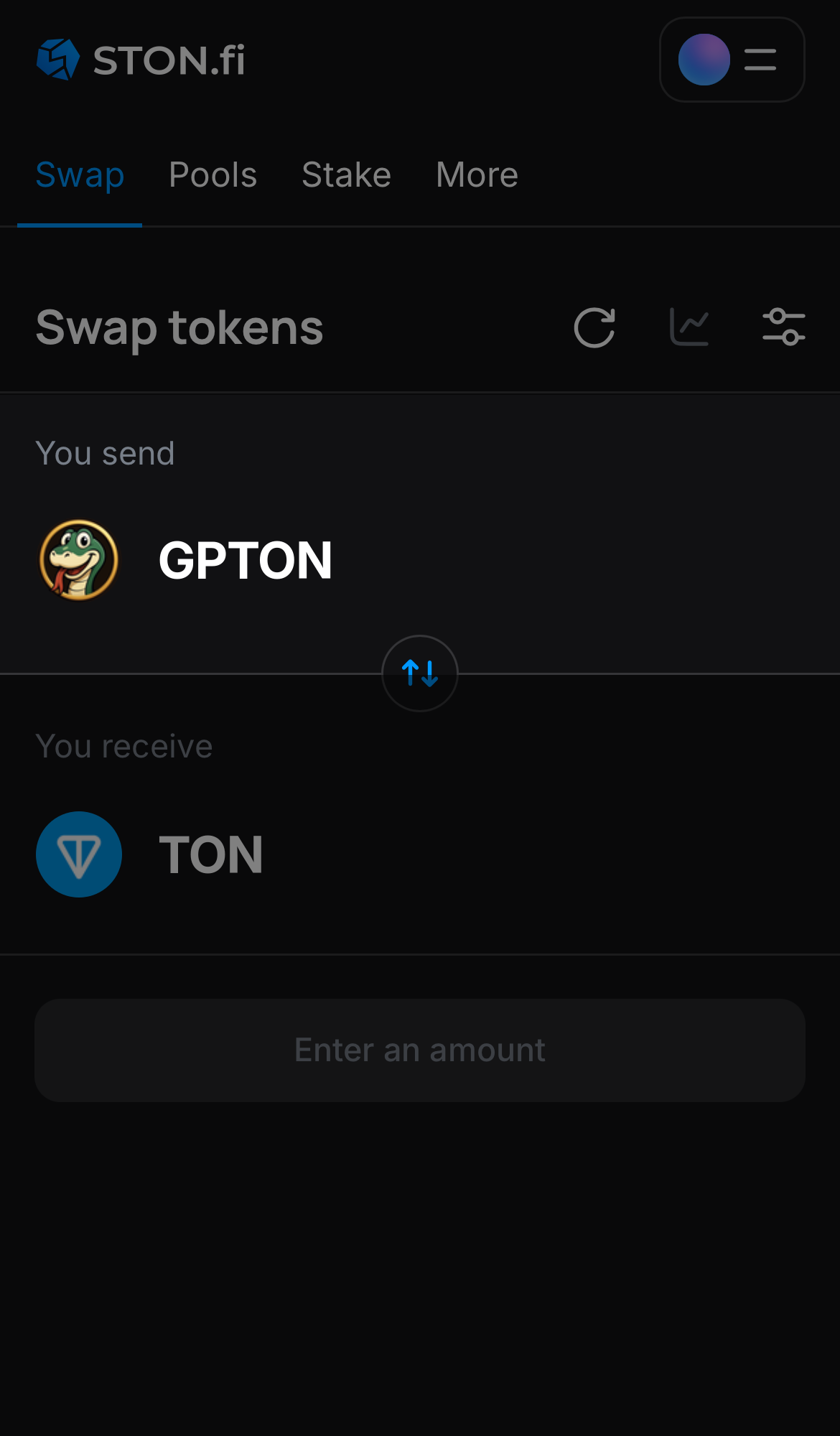 Choose GPTON in the ‘You send‘ box.