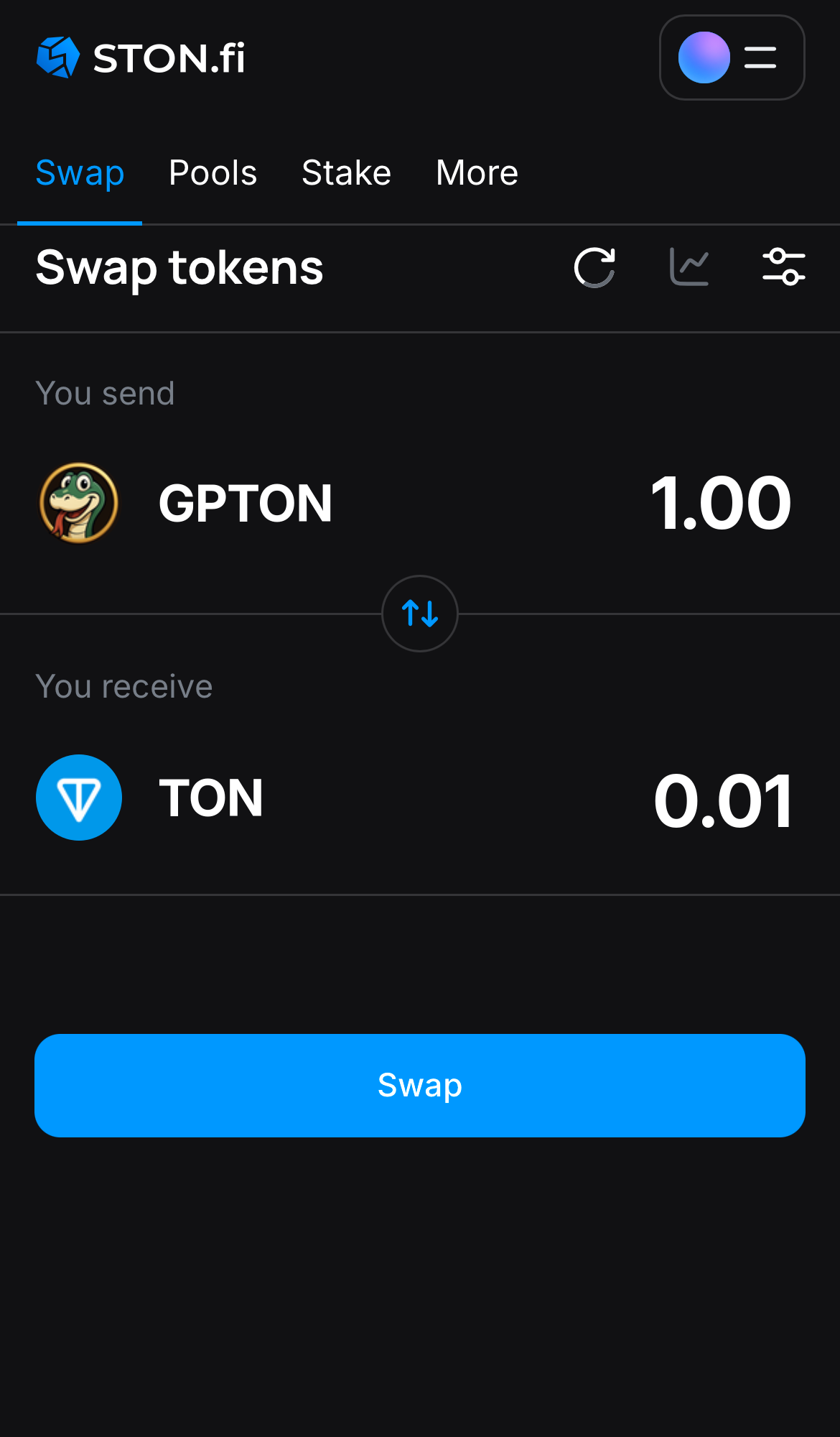 Input the quantity of tokens you‘re selling (or buying), and let the algorithm do all the calculations.