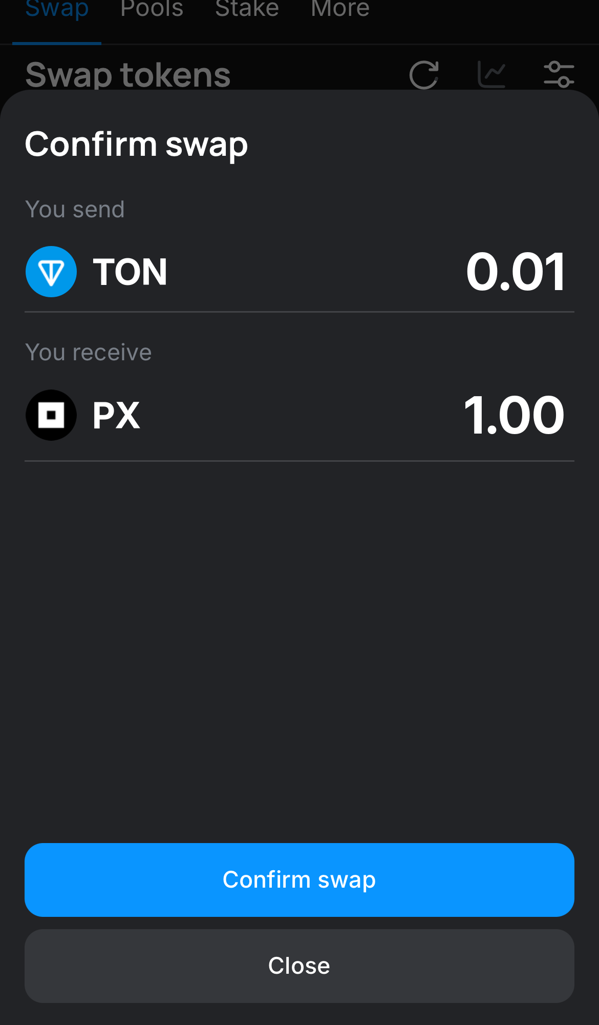 Klik ‘Swap‘, periksa kembali detailnya, dan konfirmasi transaksi dengan mengklik tombol ‘Confirm swap‘.