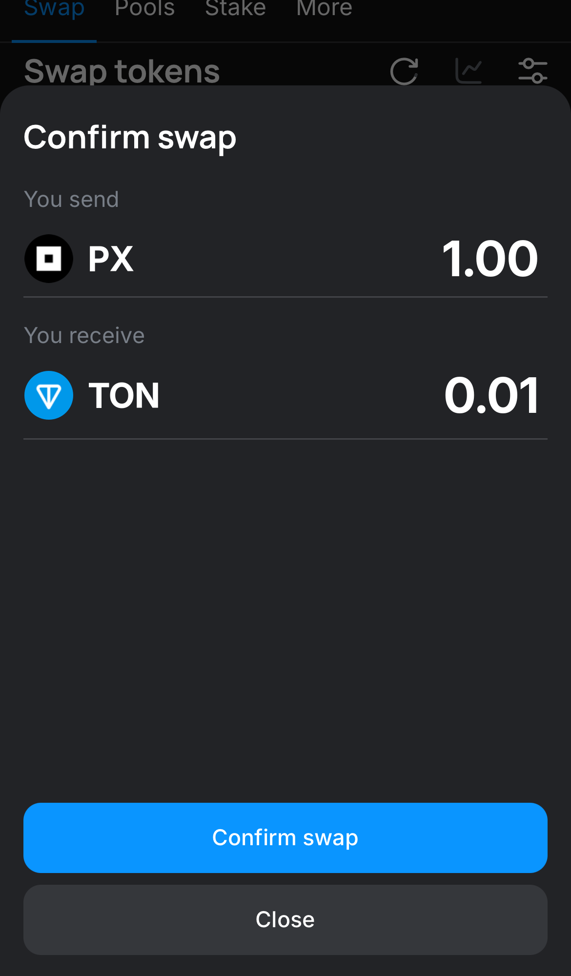 Klik ‘Swap‘, periksa kembali detailnya, dan konfirmasi transaksi dengan mengklik tombol ‘Confirm swap‘.