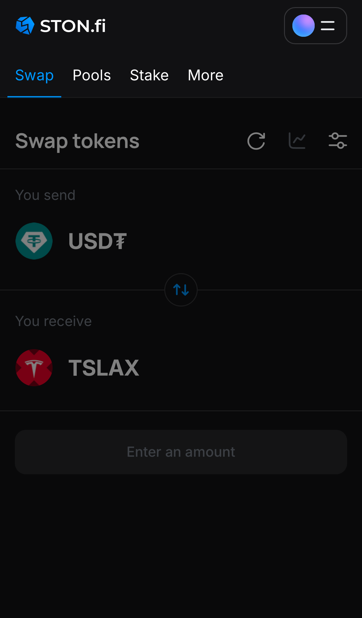Откройте STON.fi и перейдите на вкладку «Swap».