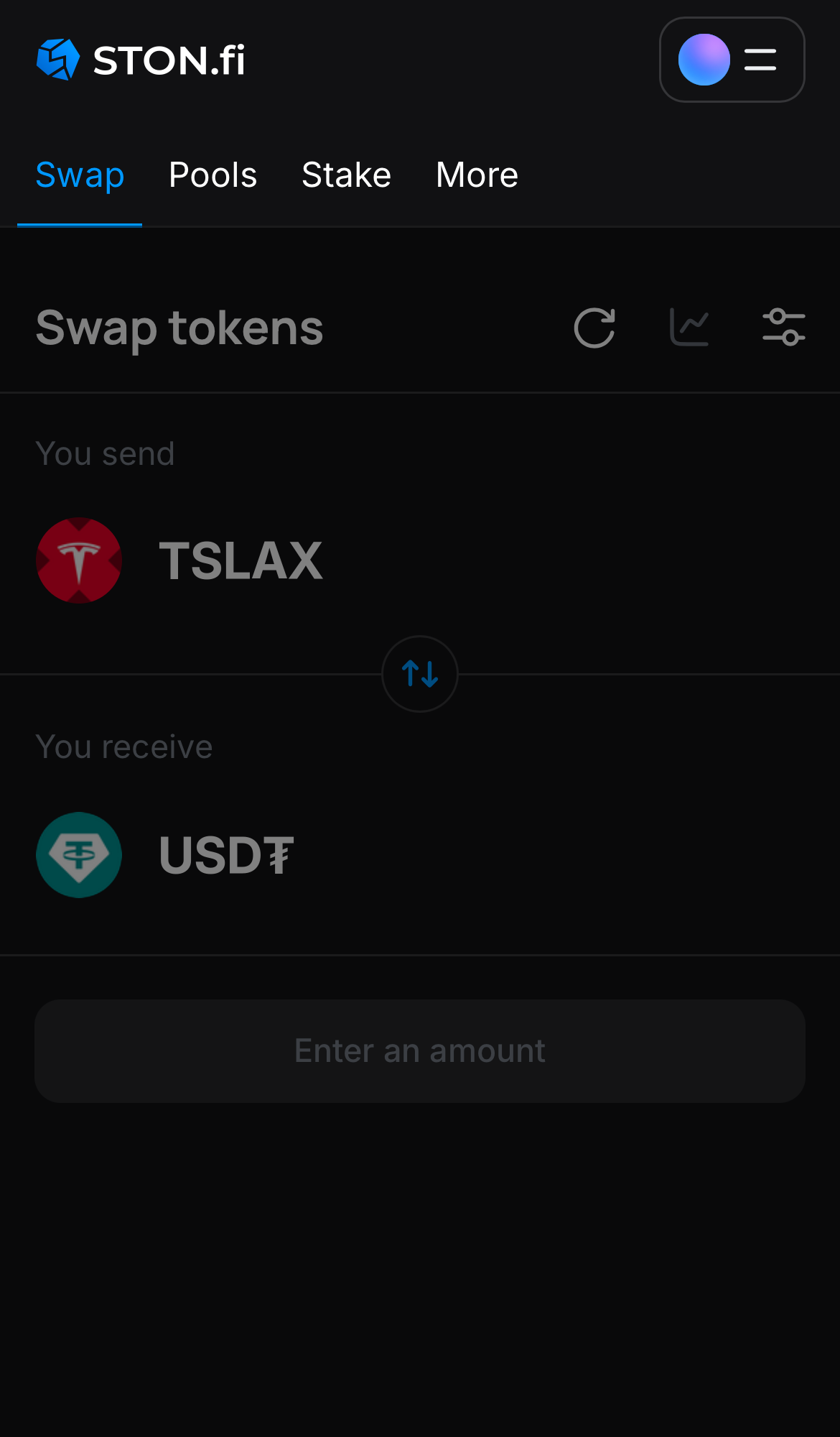 Откройте STON.fi и перейдите на вкладку «Swap».