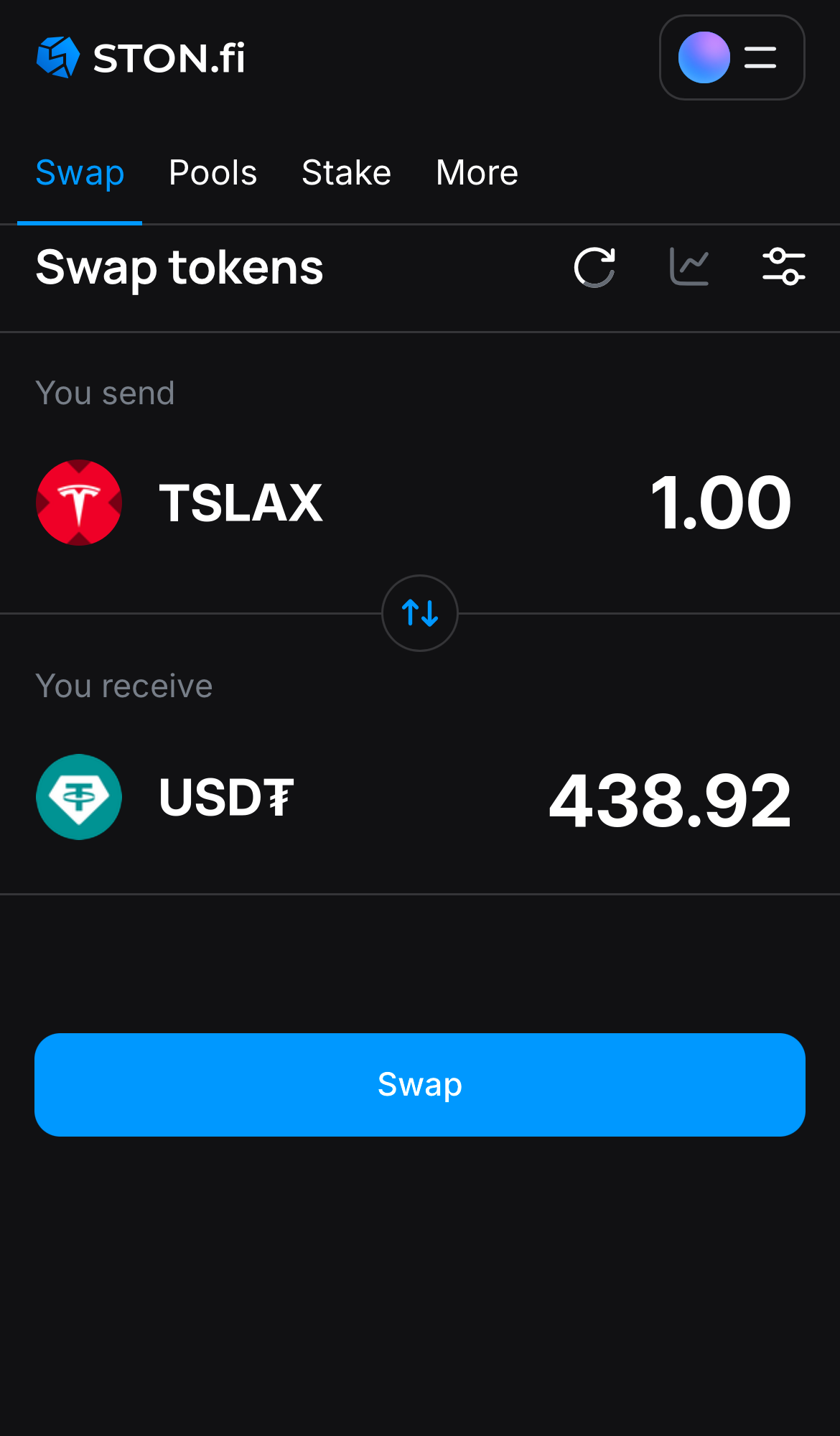 Введите количество токенов, которые вы хотите продать или купить. Алгоритм сделает все необходимые расчеты.
