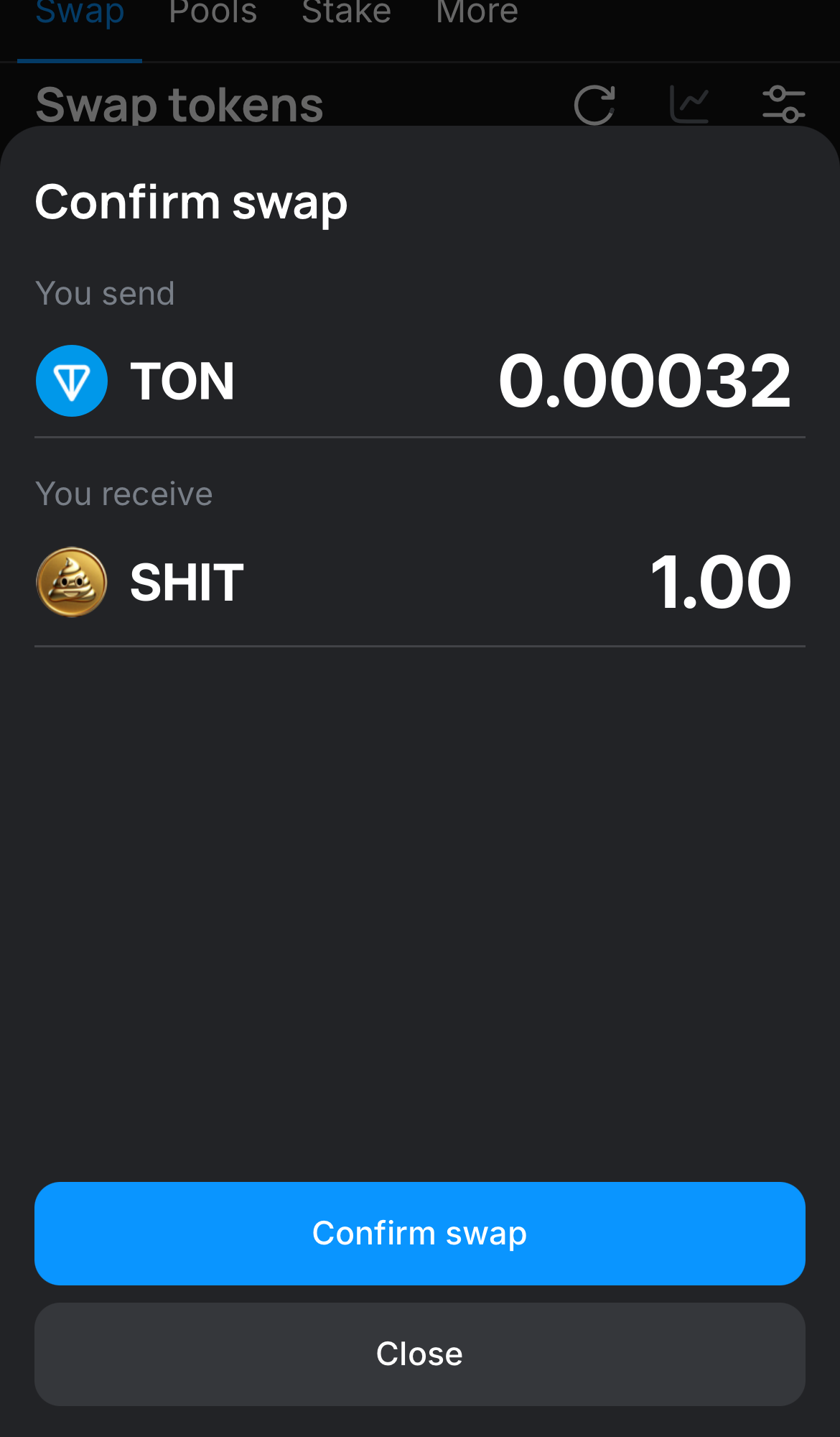 Klik ‘Swap‘, periksa kembali detailnya, dan konfirmasi transaksi dengan mengklik tombol ‘Confirm swap‘.
