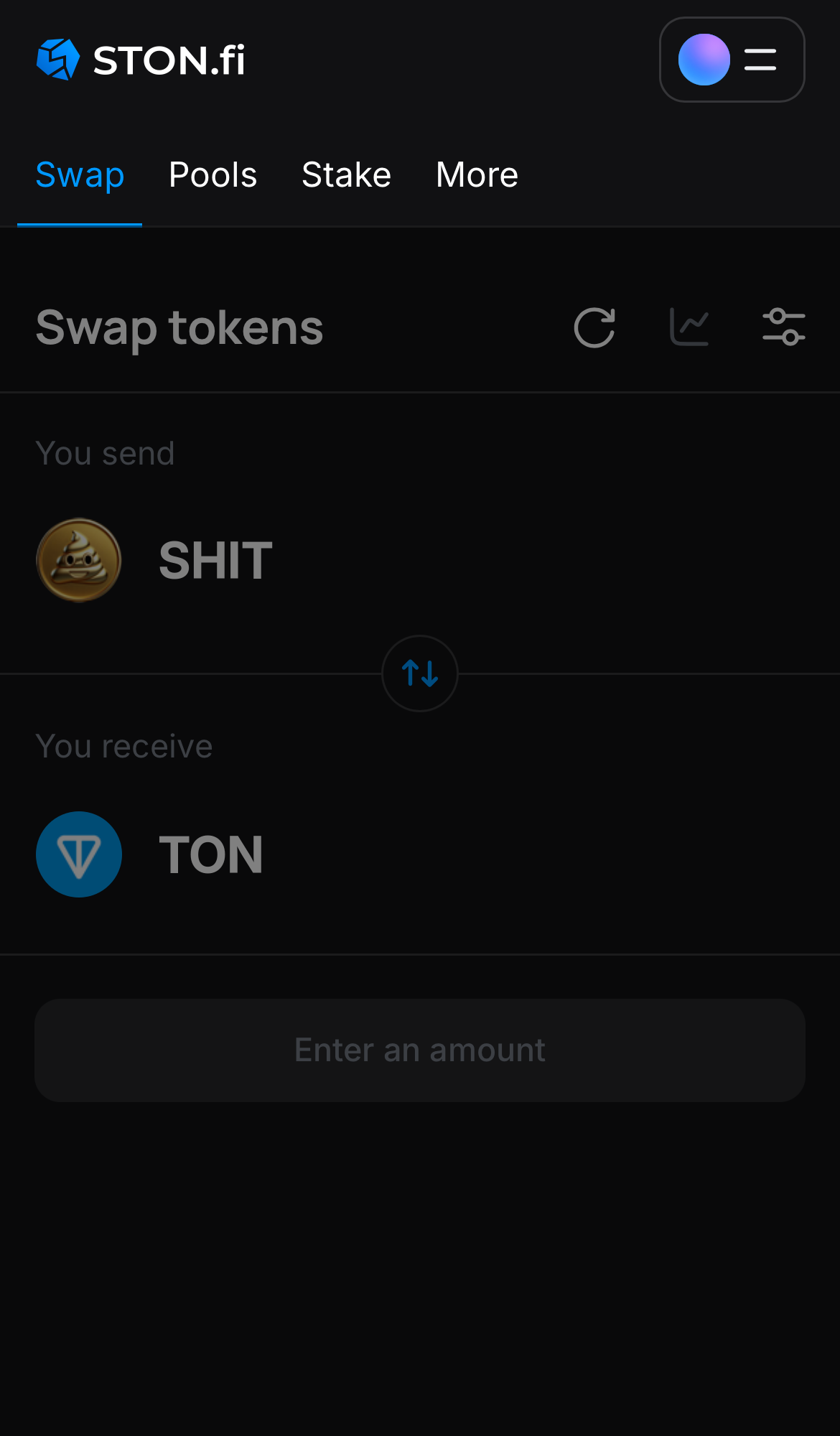 Buka aplikasi STON.fi dan buka tab ‘Swap‘.