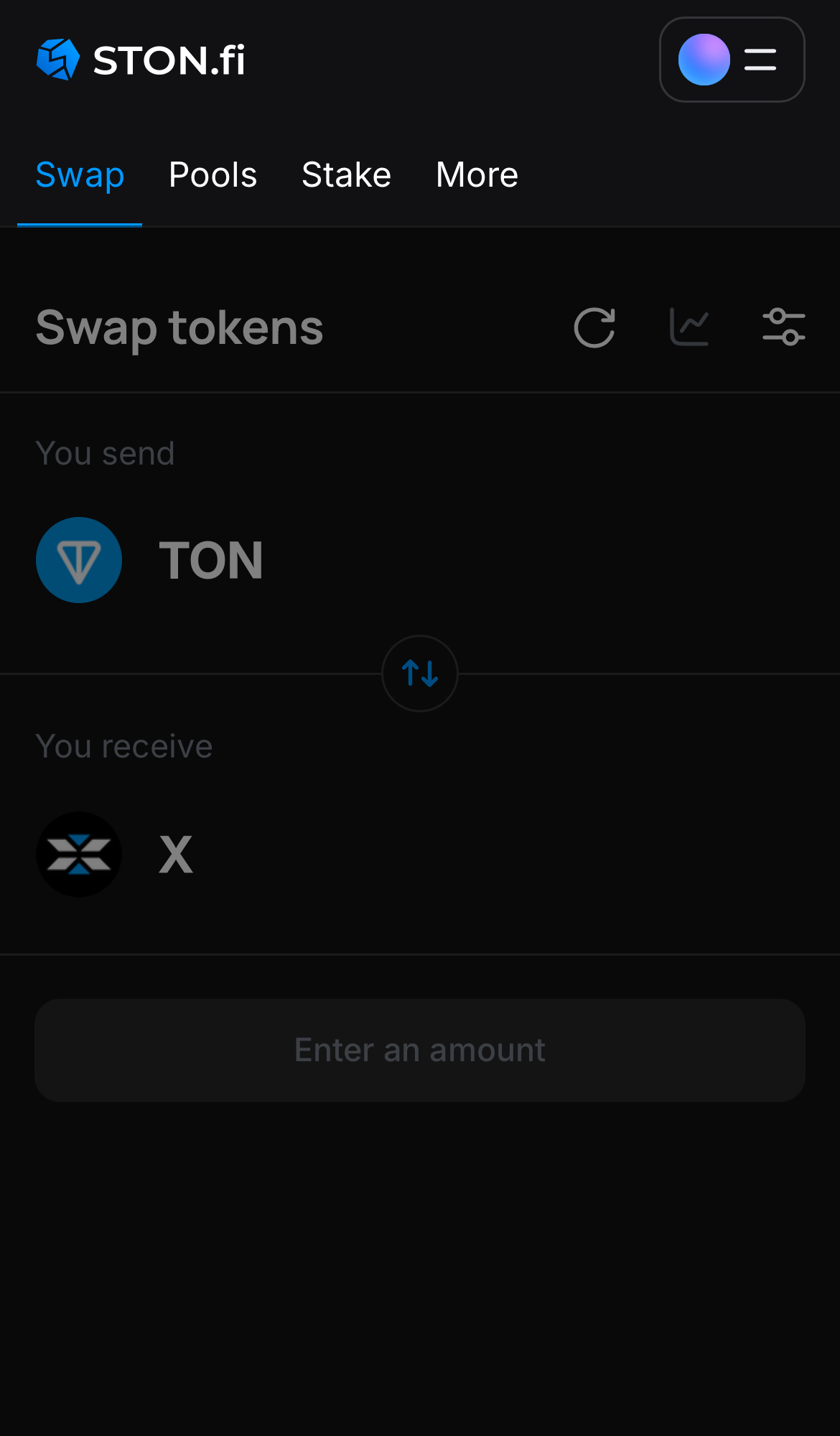 Mở ứng dụng STON.fi và chuyển đến tab ‘Swap‘.