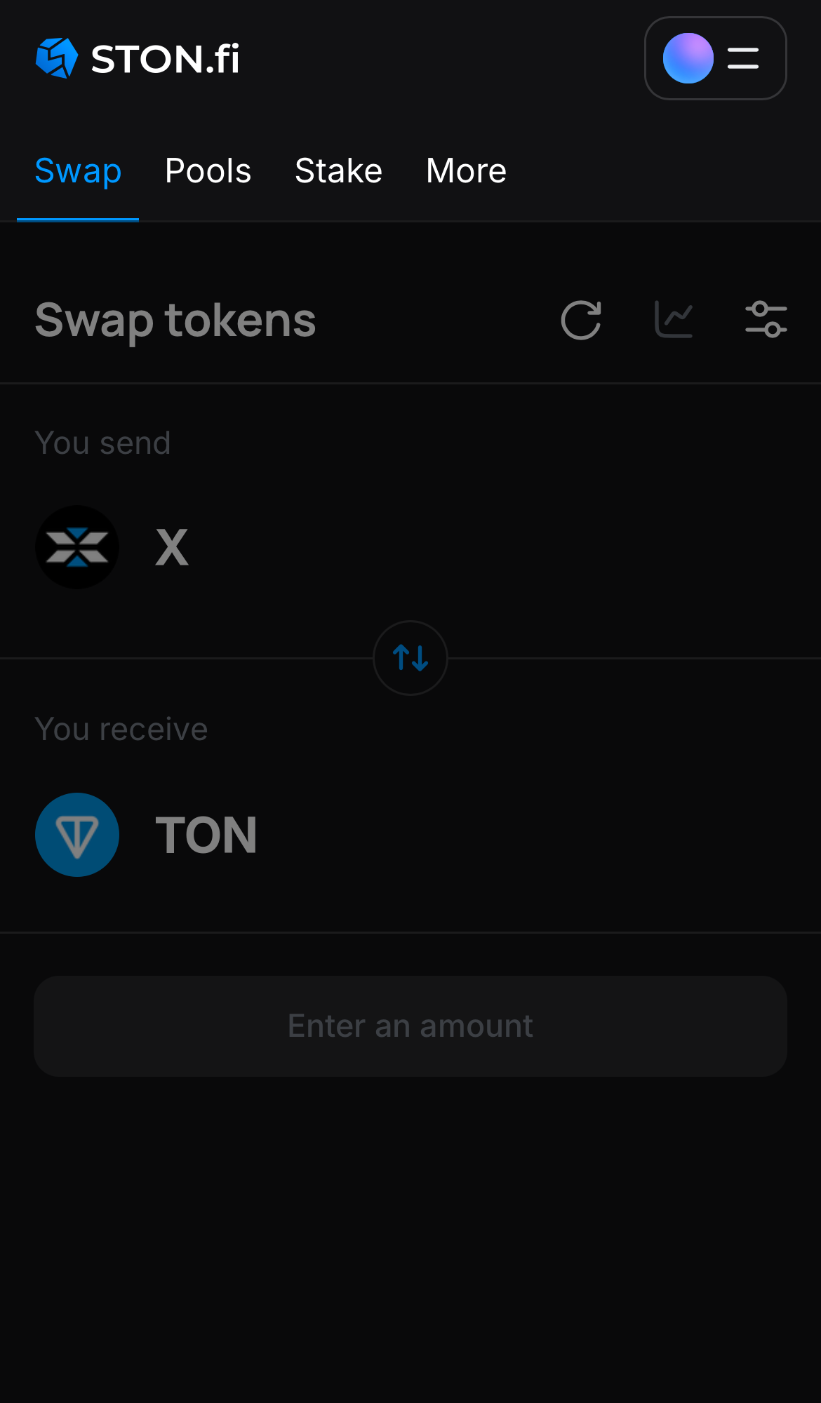 Mở ứng dụng STON.fi và chuyển đến tab ‘Swap‘.