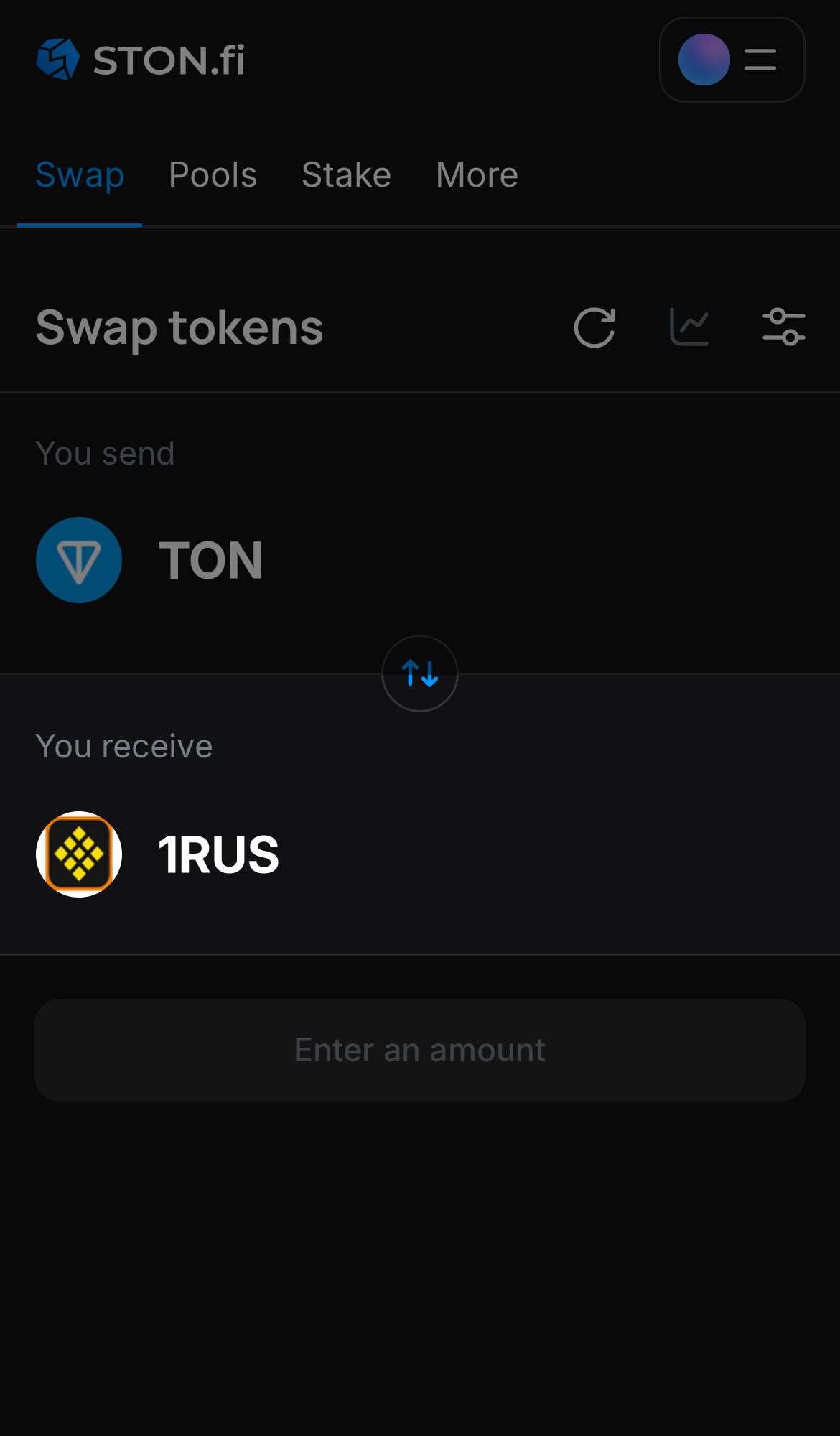 Choose 1RUS in the ‘You receive‘ box.