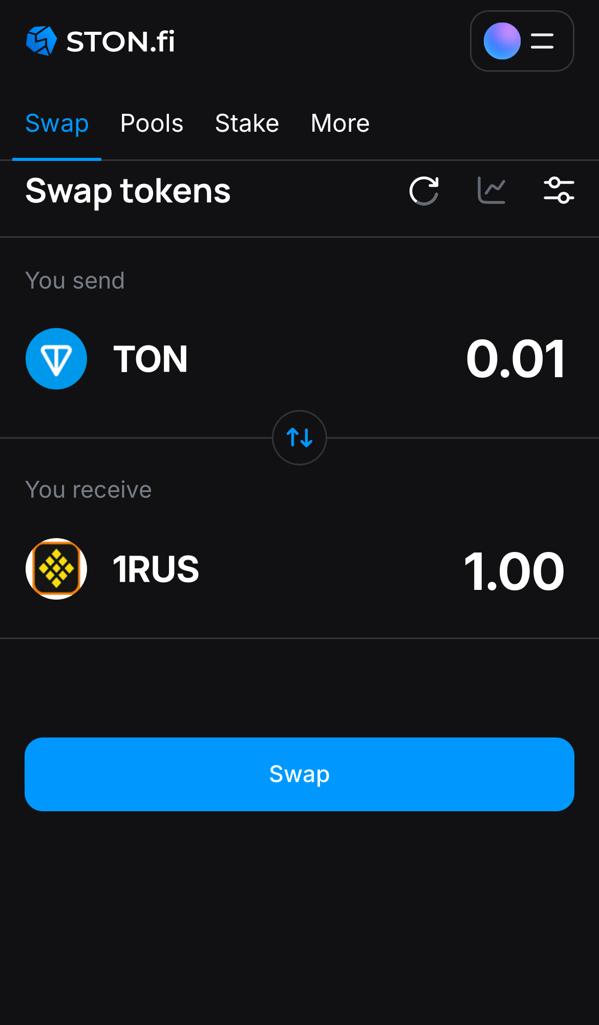 Input the quantity of tokens you‘re selling (or buying), and let the algorithm do all the calculations.