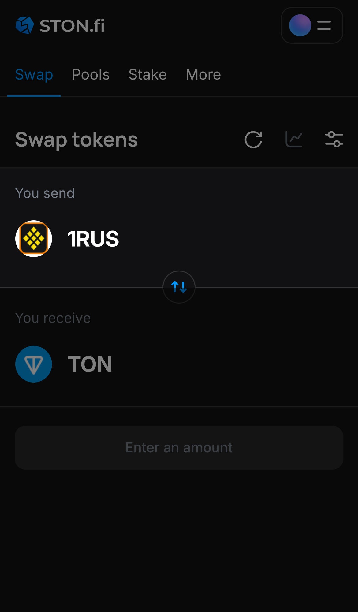 Choose 1RUS in the ‘You send‘ box.
