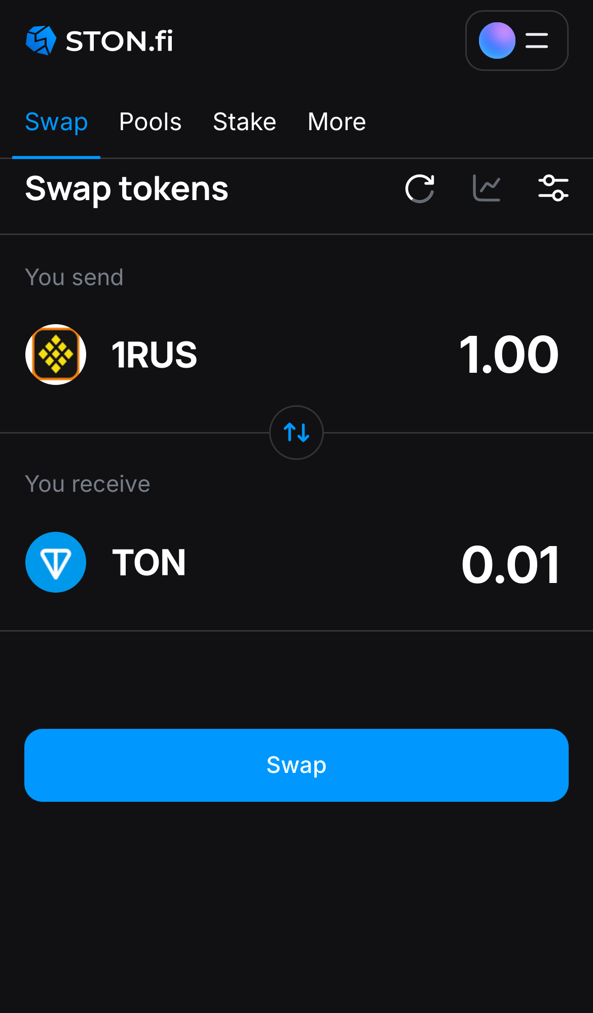 Input the quantity of tokens you‘re selling (or buying), and let the algorithm do all the calculations.