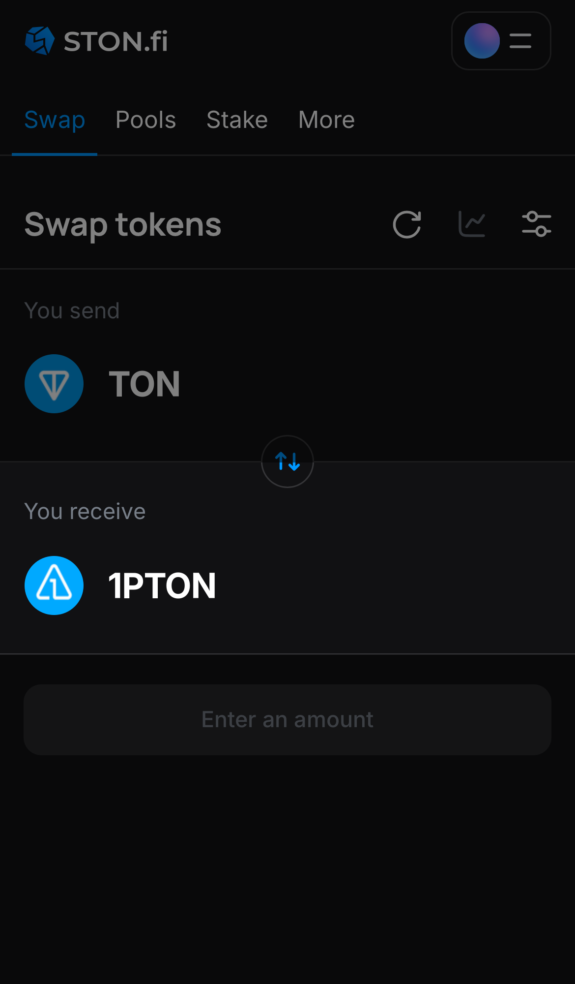 Choose 1PTON in the ‘You receive‘ box.