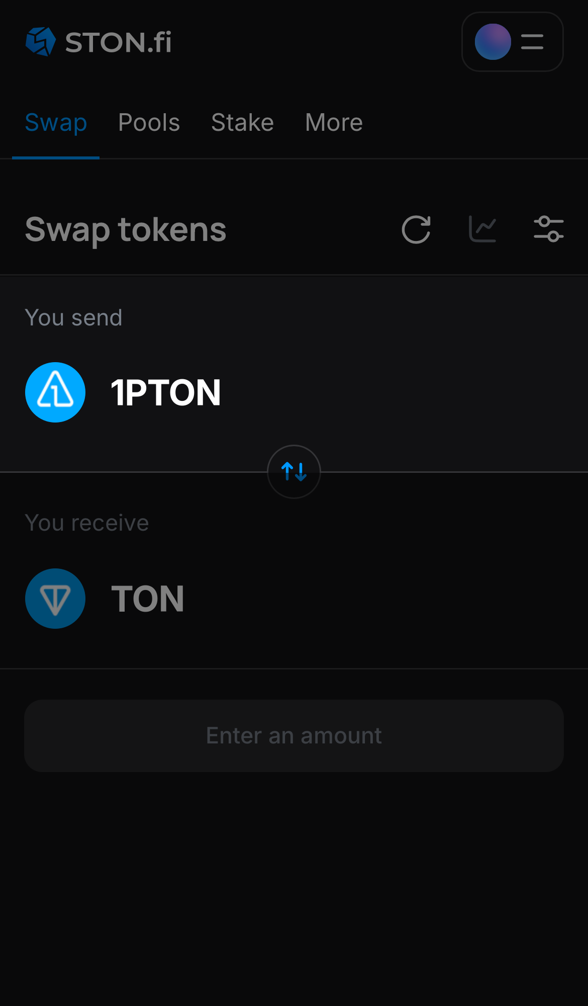 Choose 1PTON in the ‘You send‘ box.