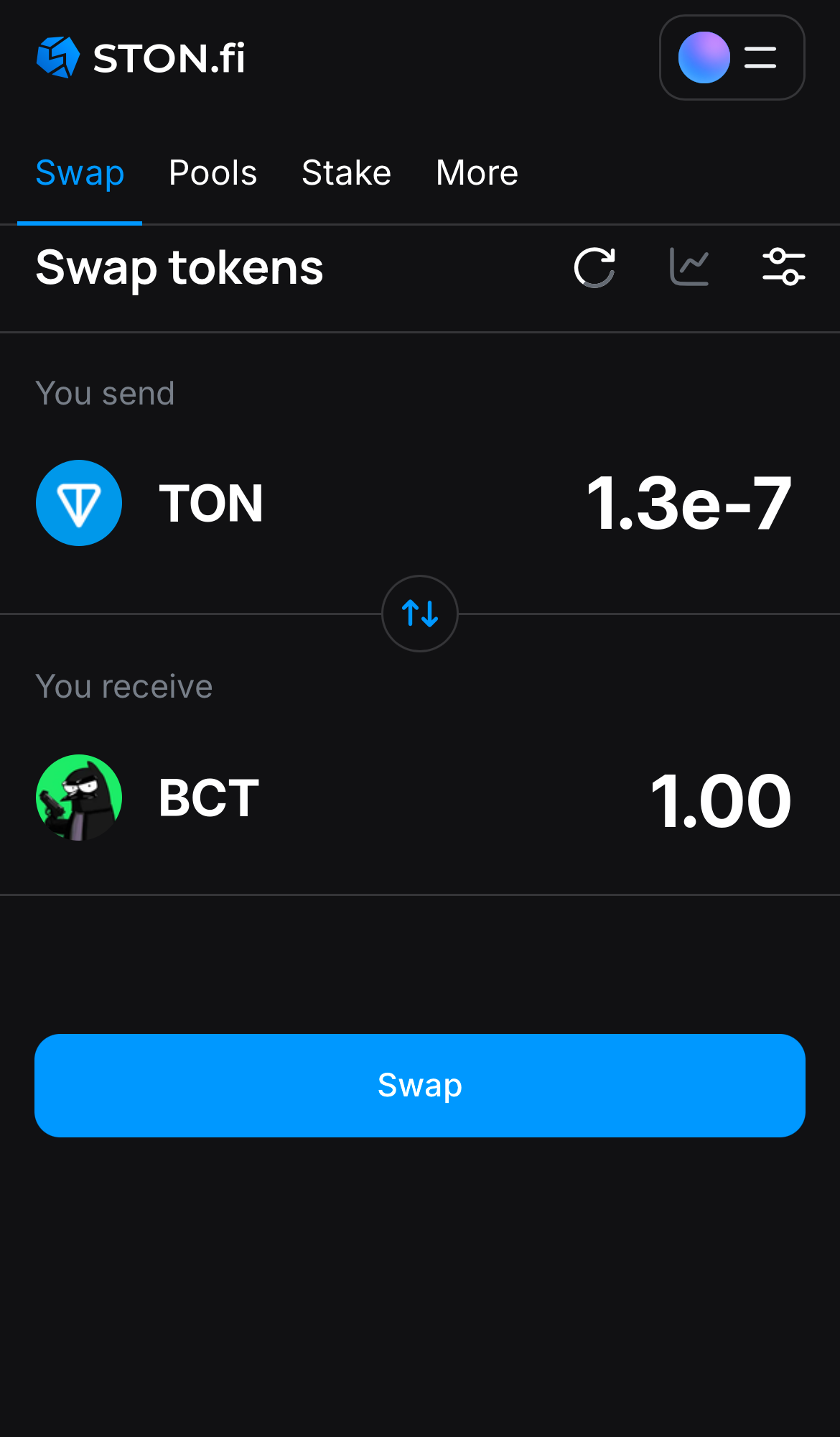 Input the quantity of tokens you‘re selling (or buying), and let the algorithm do all the calculations.