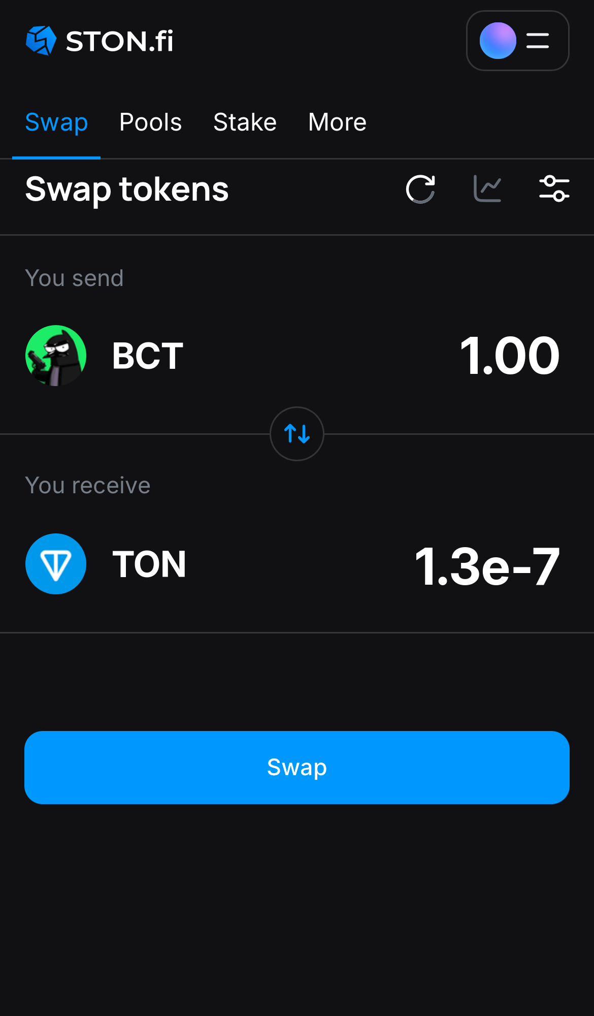 Input the quantity of tokens you‘re selling (or buying), and let the algorithm do all the calculations.