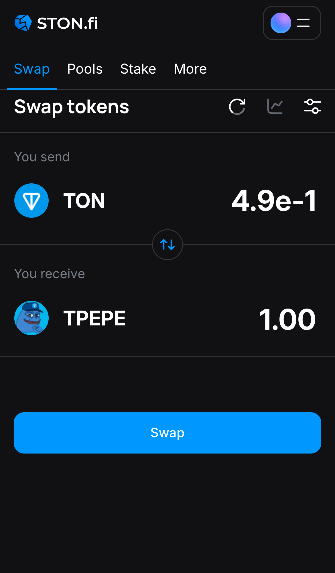 Input the quantity of tokens you‘re selling (or buying), and let the algorithm do all the calculations.