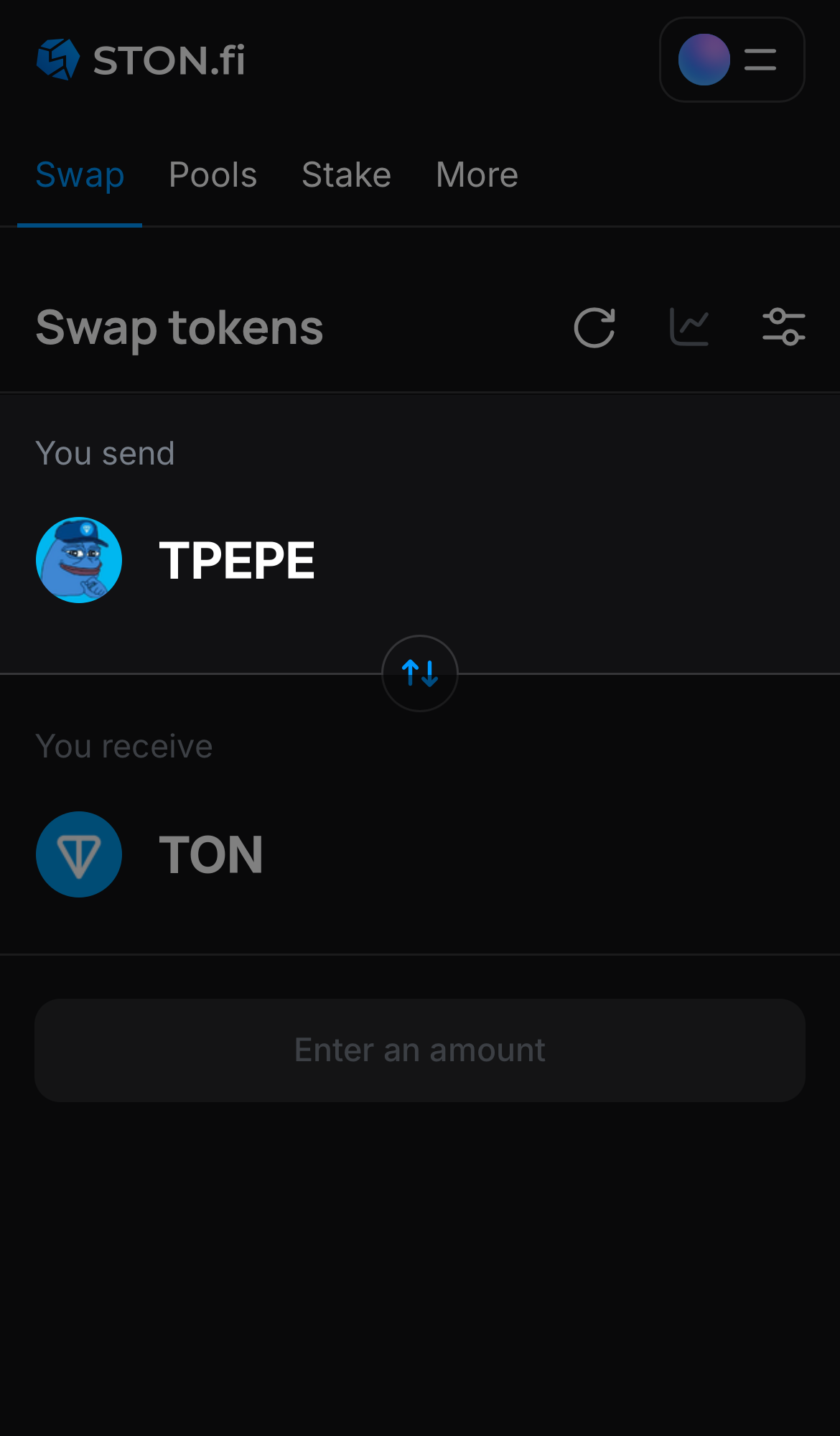 Choose TPEPE in the ‘You send‘ box.