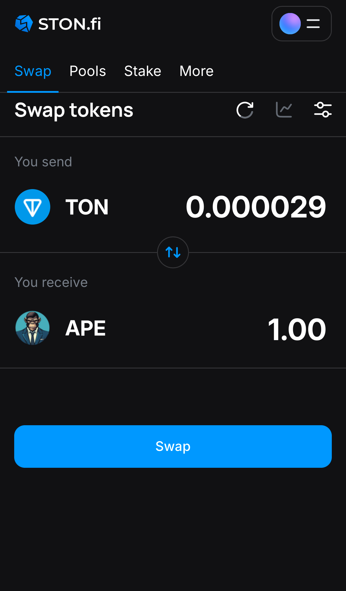 Nhập số lượng token bạn muốn bán (hoặc mua), và để thuật toán tự động tính toán.