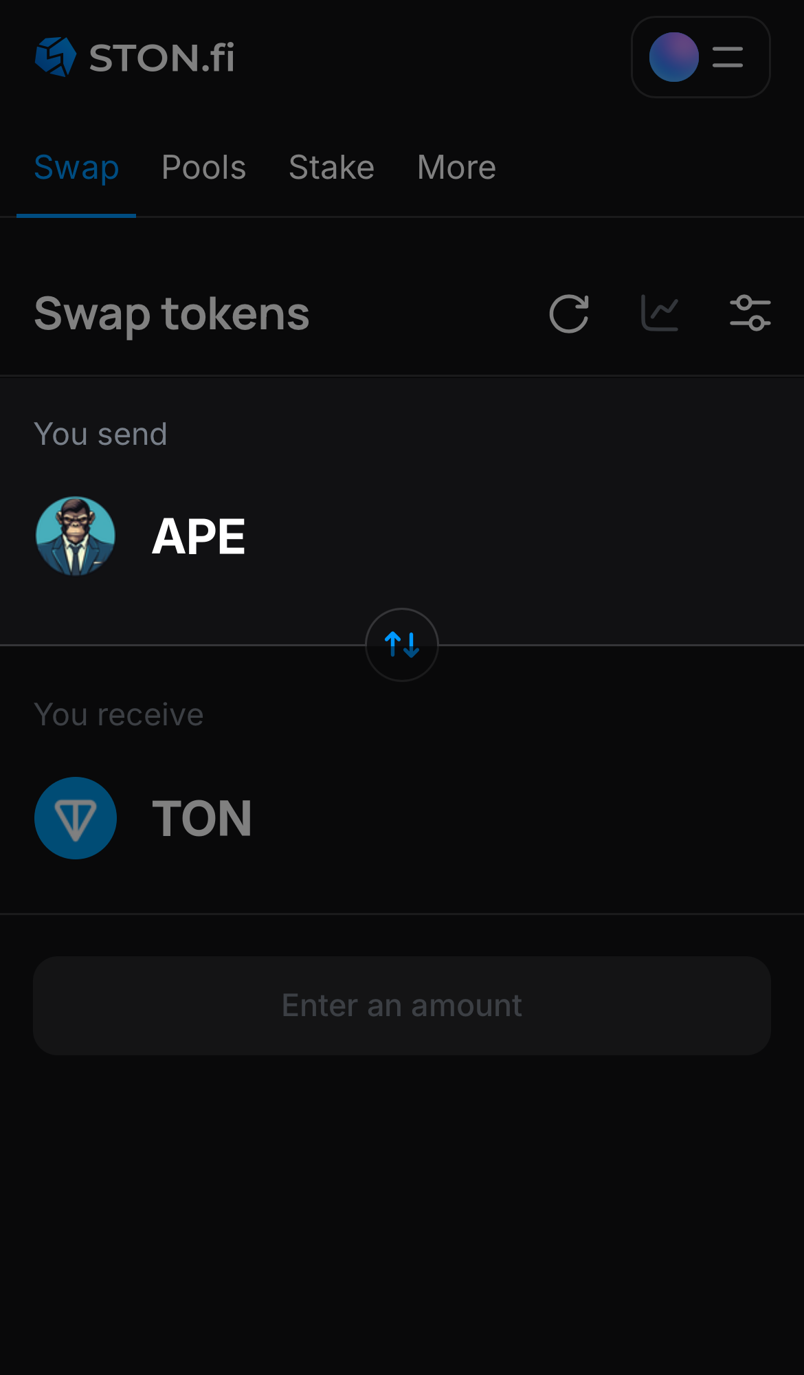 Chọn APE trong ô ‘You send‘.