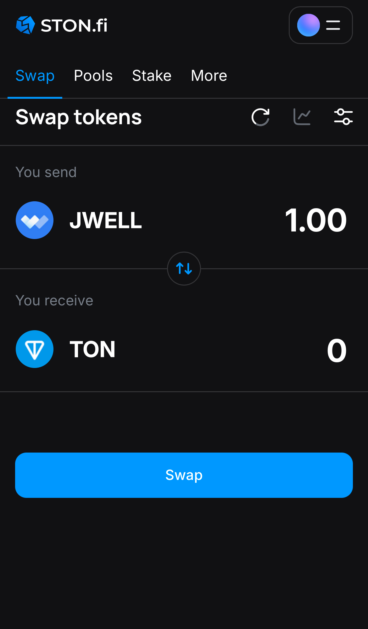 Input the quantity of tokens you‘re selling (or buying), and let the algorithm do all the calculations.