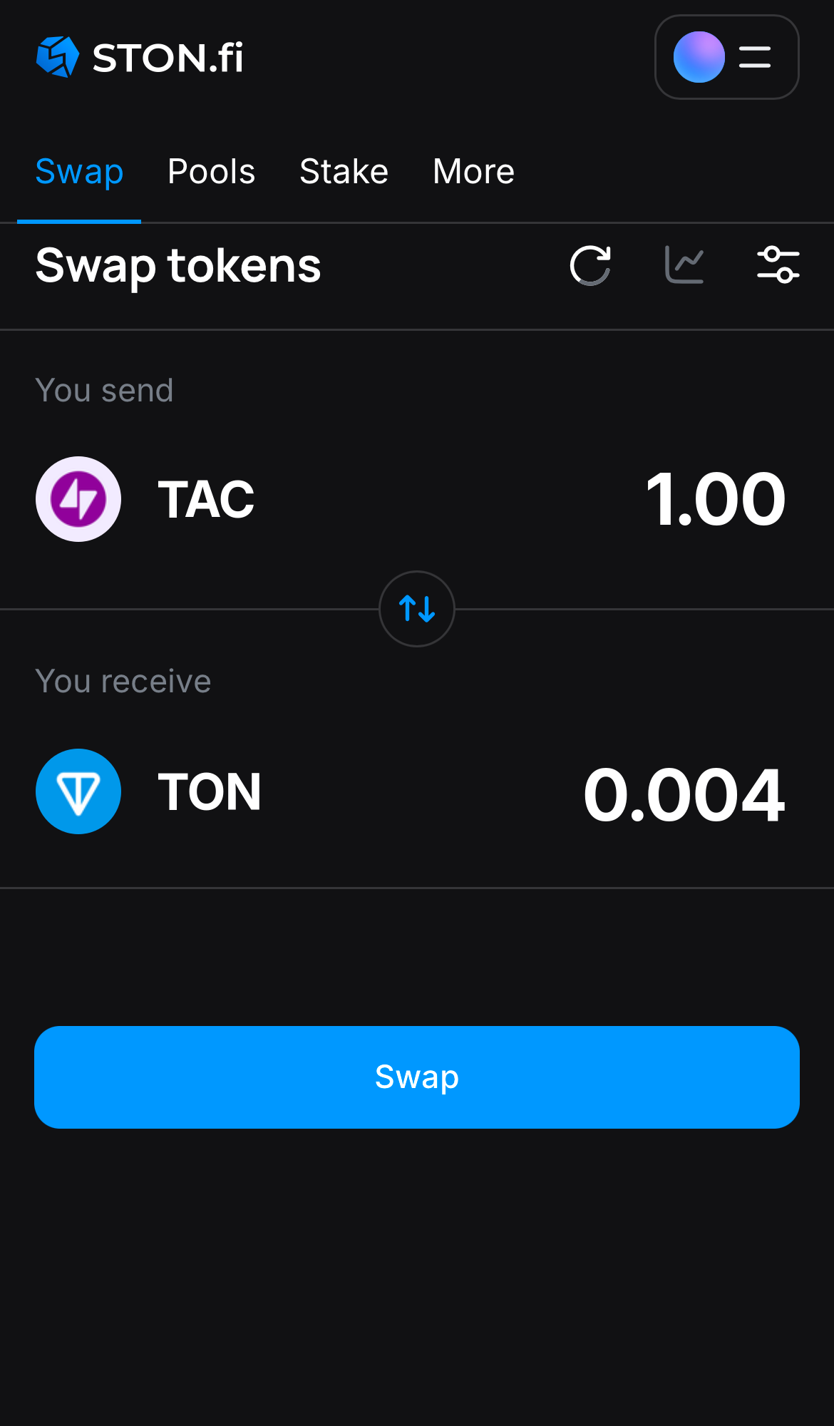 Nhập số lượng token bạn muốn bán (hoặc mua), và để thuật toán tự động tính toán.