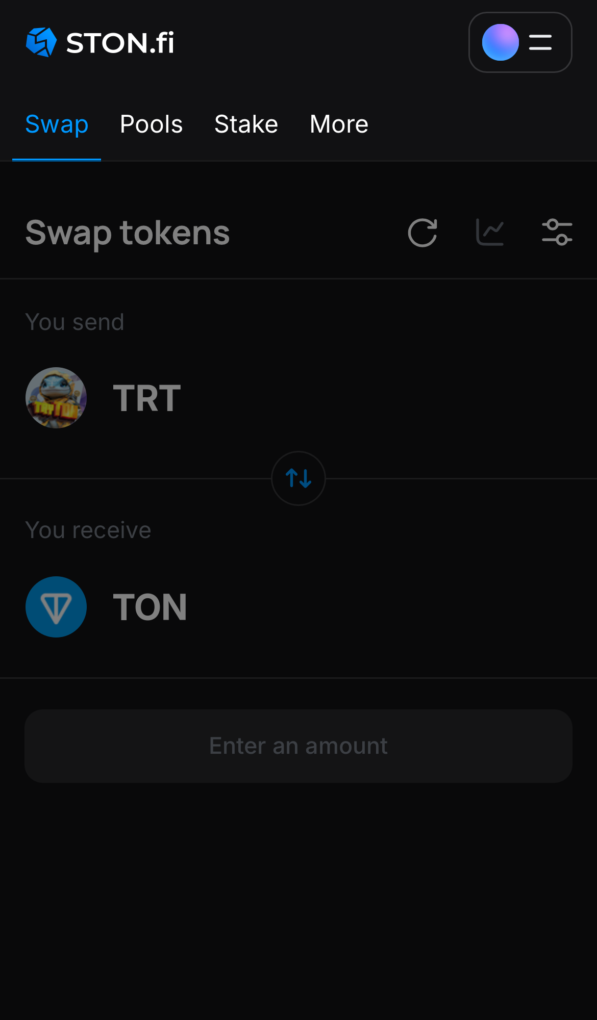 Mở ứng dụng STON.fi và chuyển đến tab ‘Swap‘.