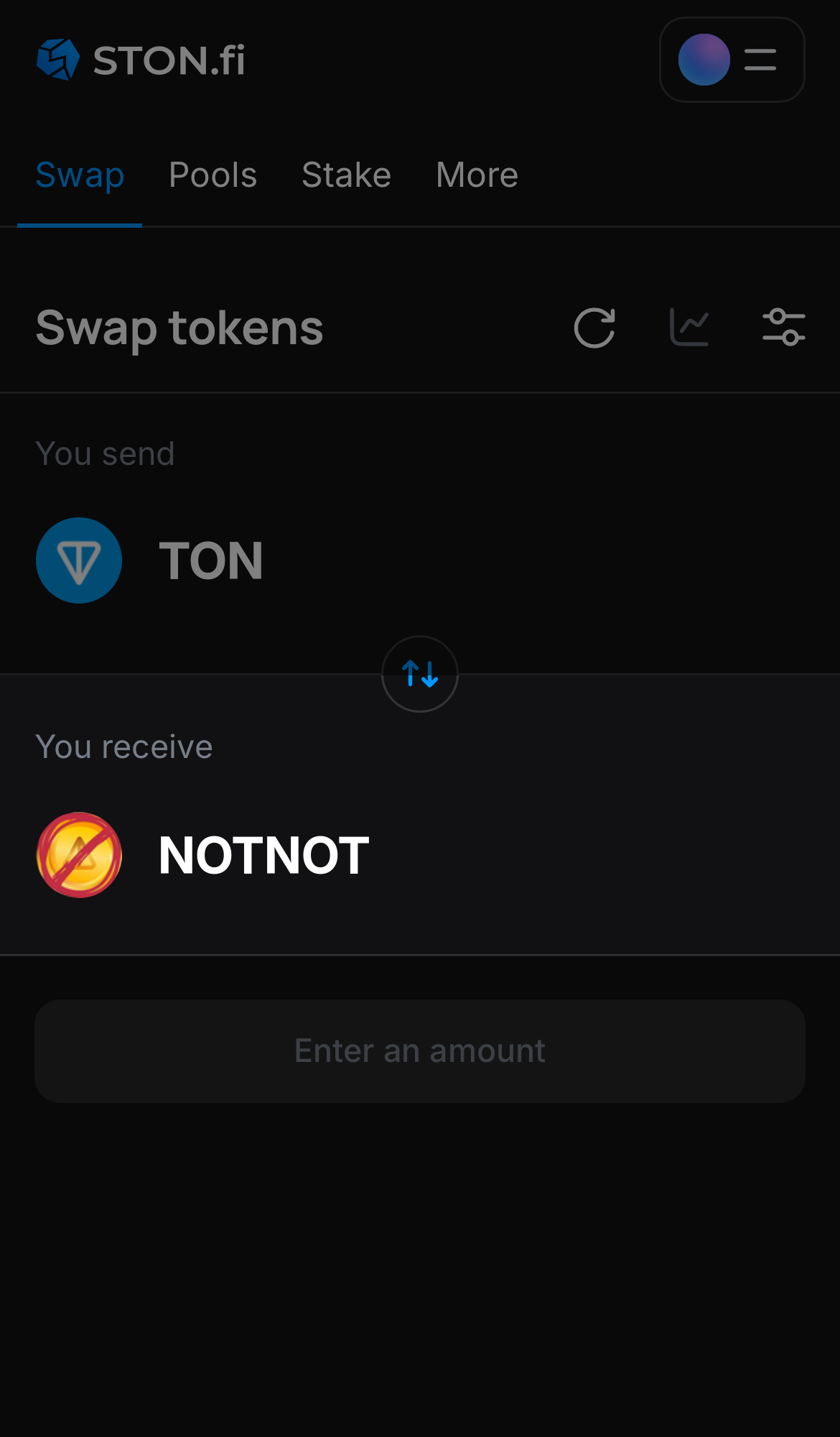 Choose NOTNOT in the ‘You receive‘ box.