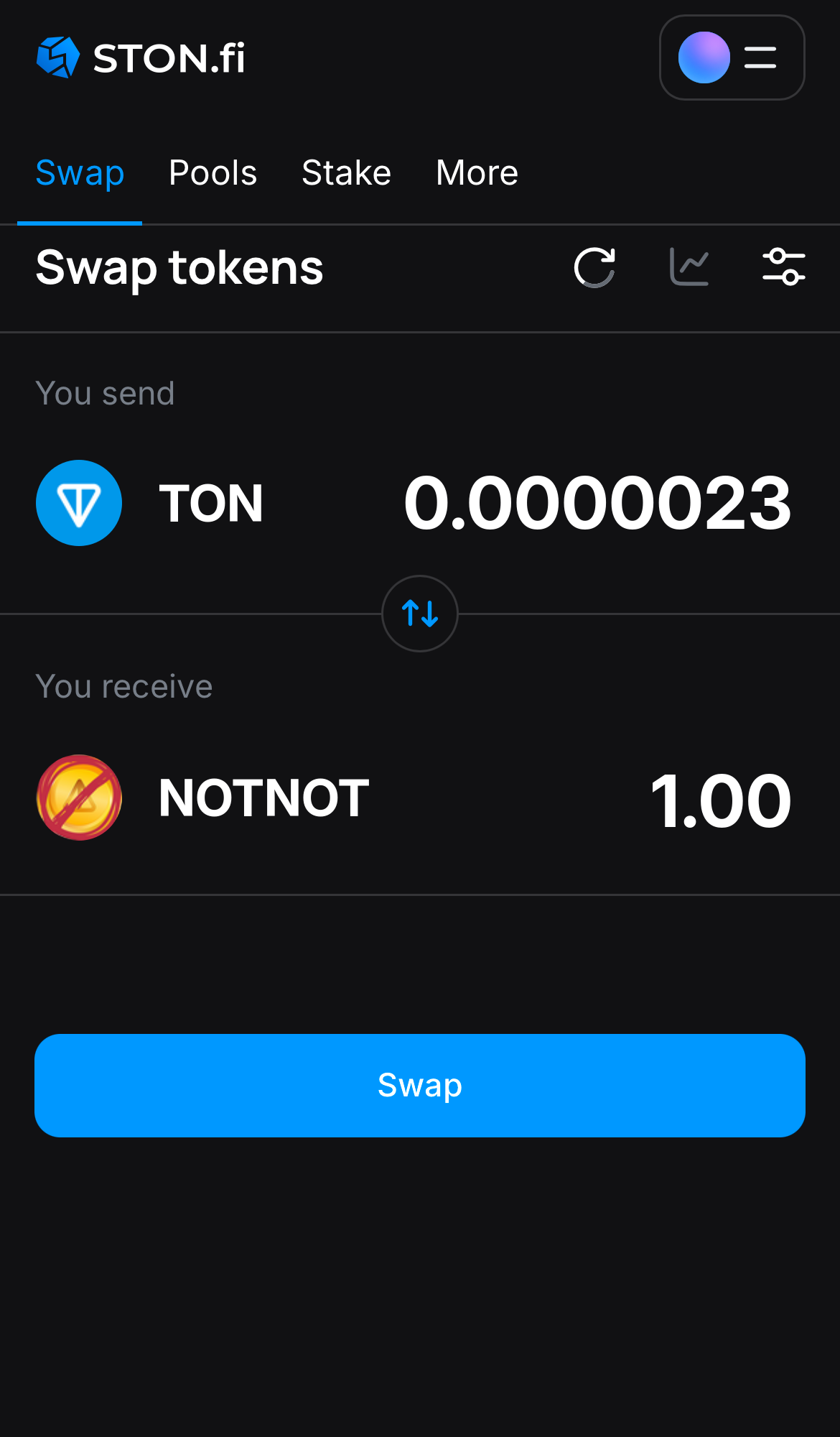 Input the quantity of tokens you‘re selling (or buying), and let the algorithm do all the calculations.